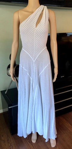 Azzedine Alaïa F/W 1988 Runway Vintage Cutout Semi-Sheer Ivory Gown Maxi Dress