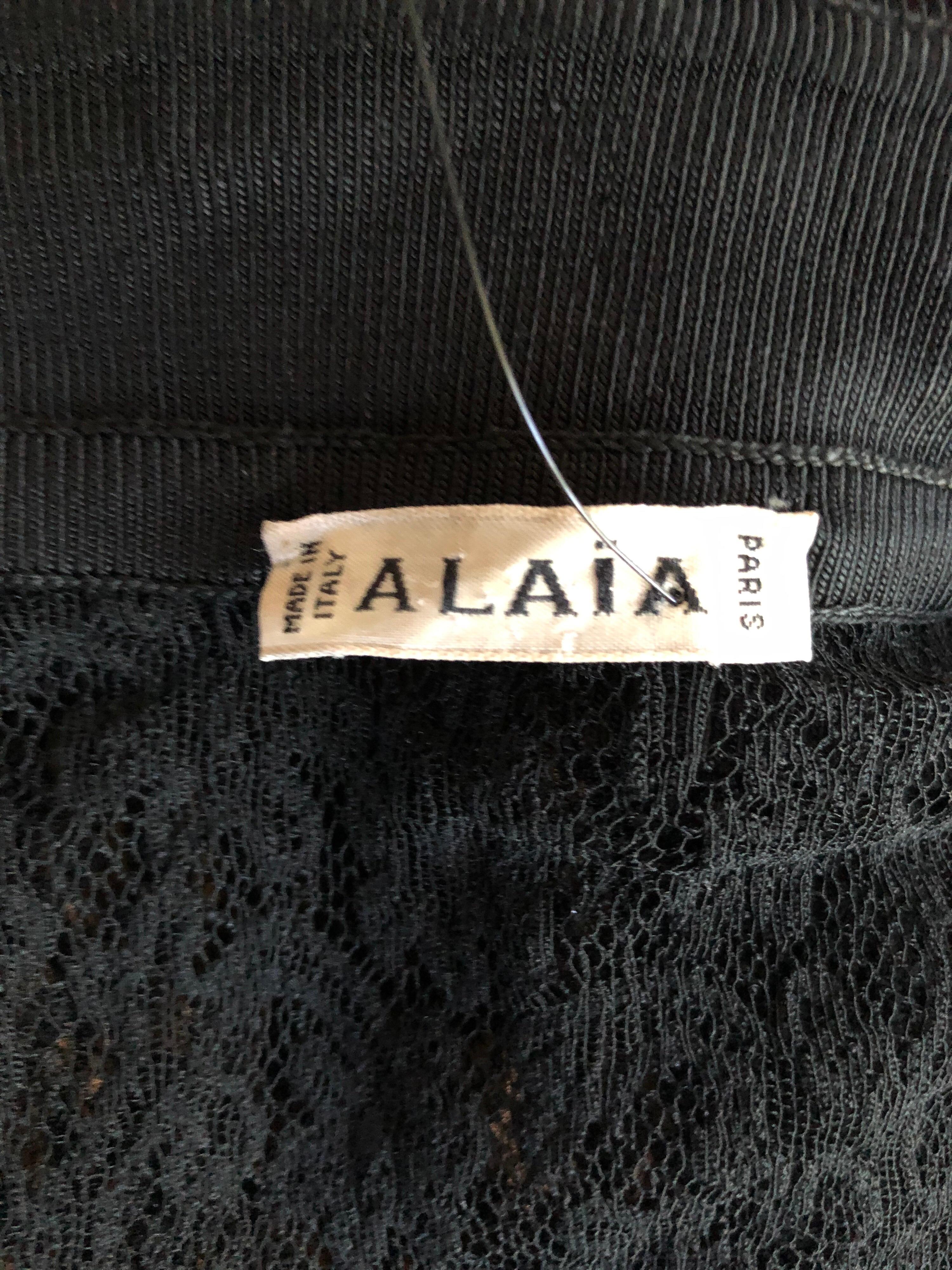 Azzedine Alaia A/I 1990 Mini Abito Vintage Bodycon in pizzo trasparente in vendita 2