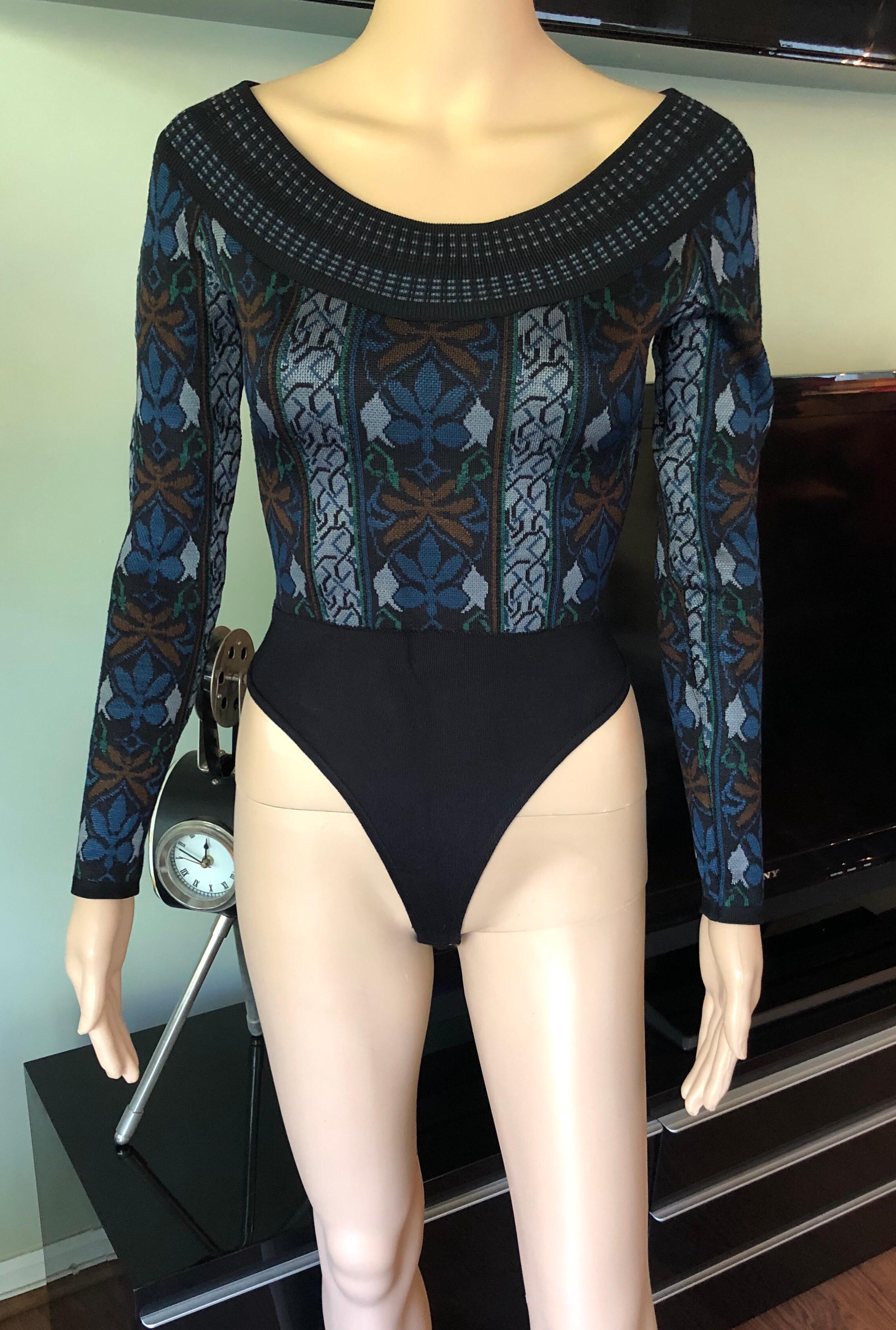 Black Azzedine Alaia F/W 1990 Vintage Knit Bodysuit