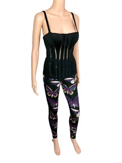 Azzedine Alaia F/W 1991 Bustier Corset Top and Leggings 2 Piece Set Ensemble