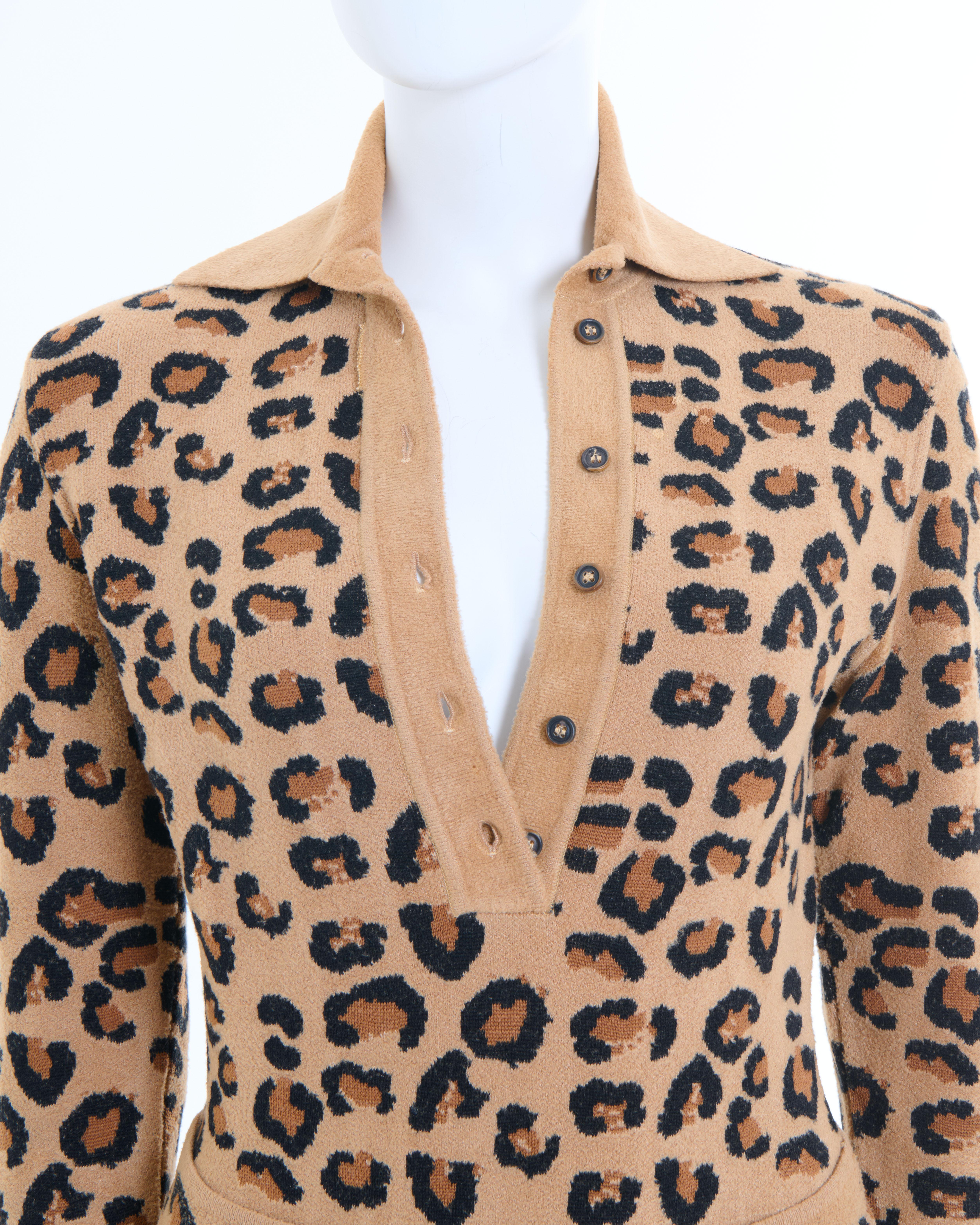 Azzedine Alaïa F/W 1991 - Ensemble body et leggings en maille de laine léopard en vente 8