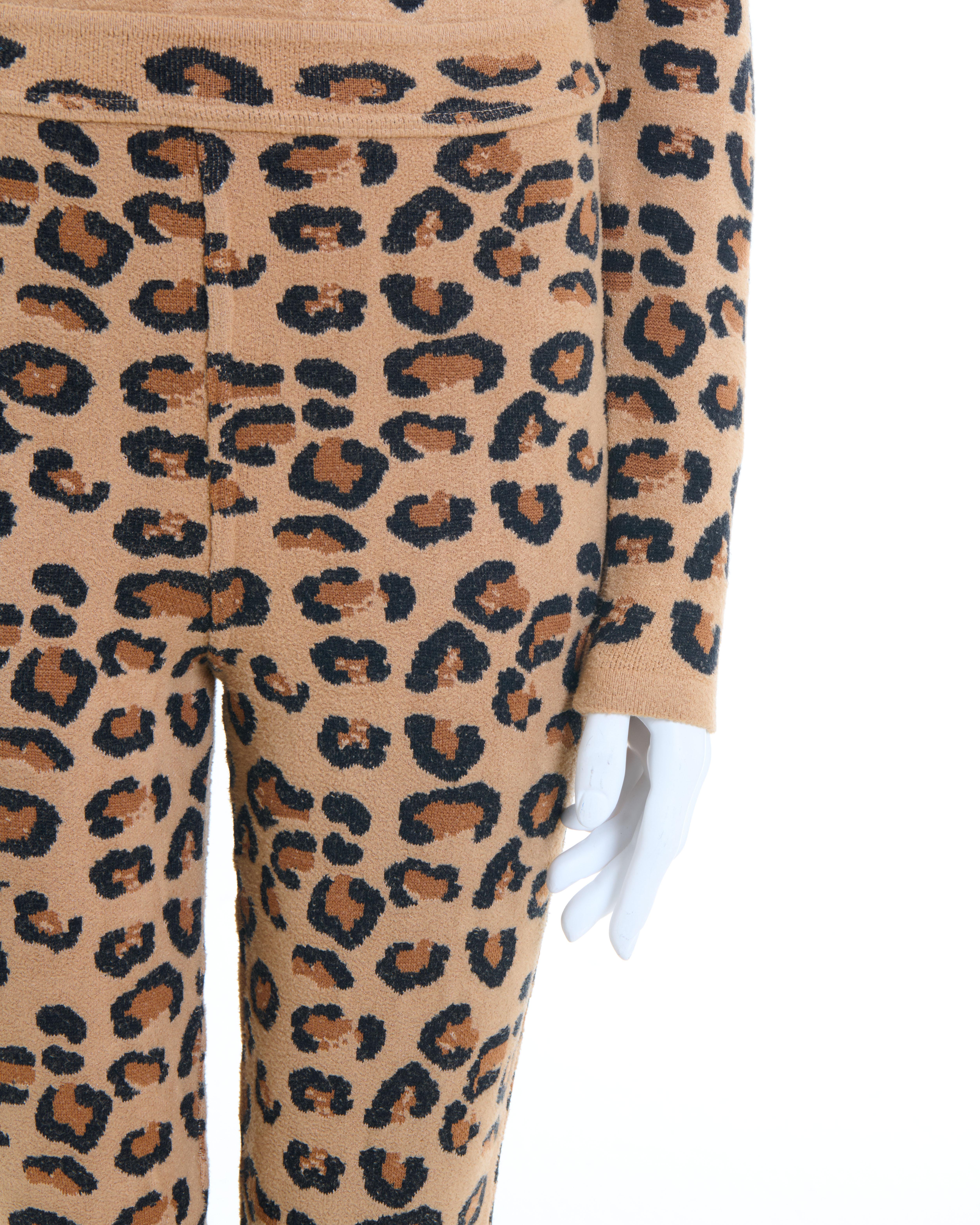Azzedine Alaïa F/W 1991 - Ensemble body et leggings en maille de laine léopard en vente 9