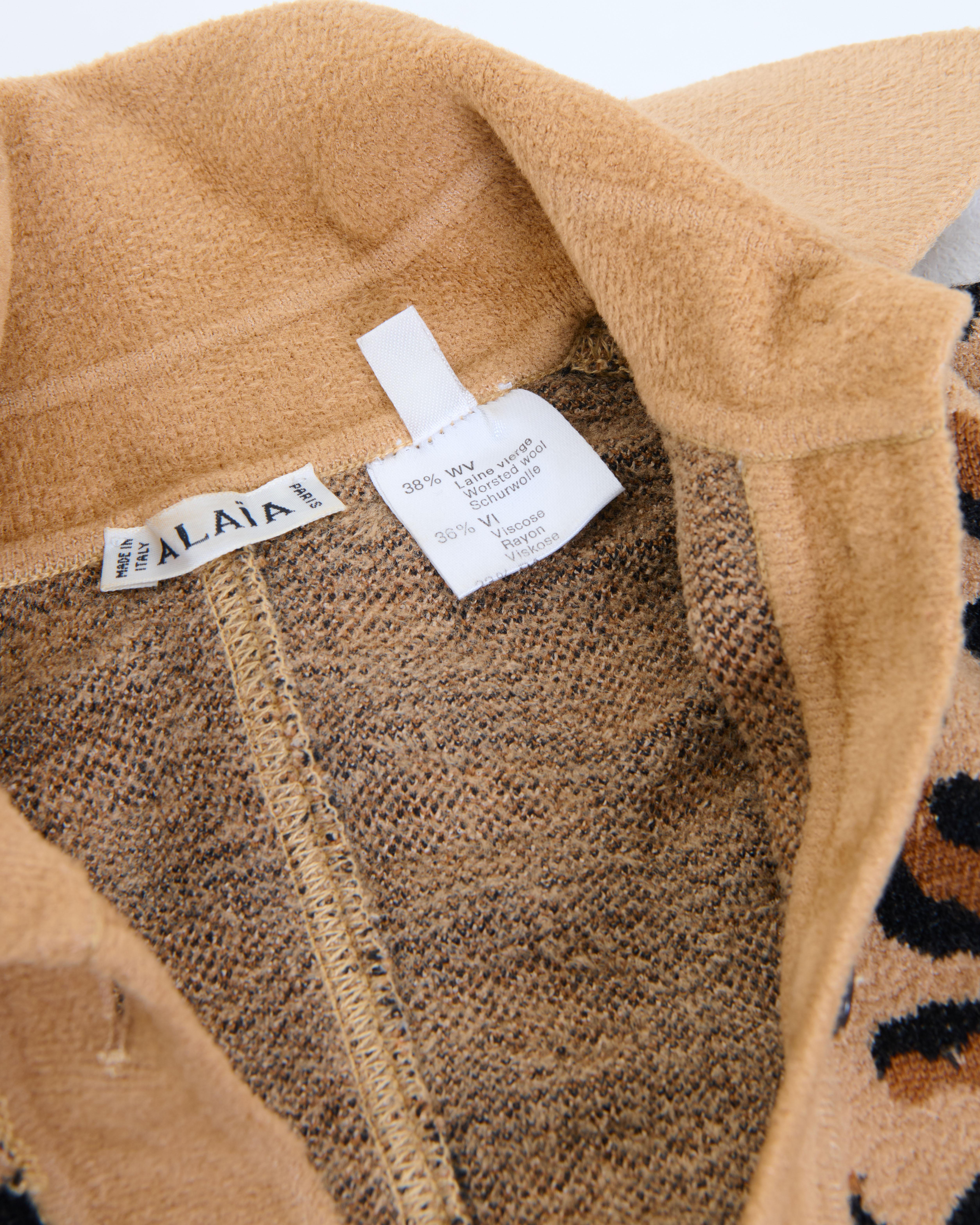 Azzedine Alaïa F/W 1991 Leopard wool knitted body and leggings set  For Sale 15