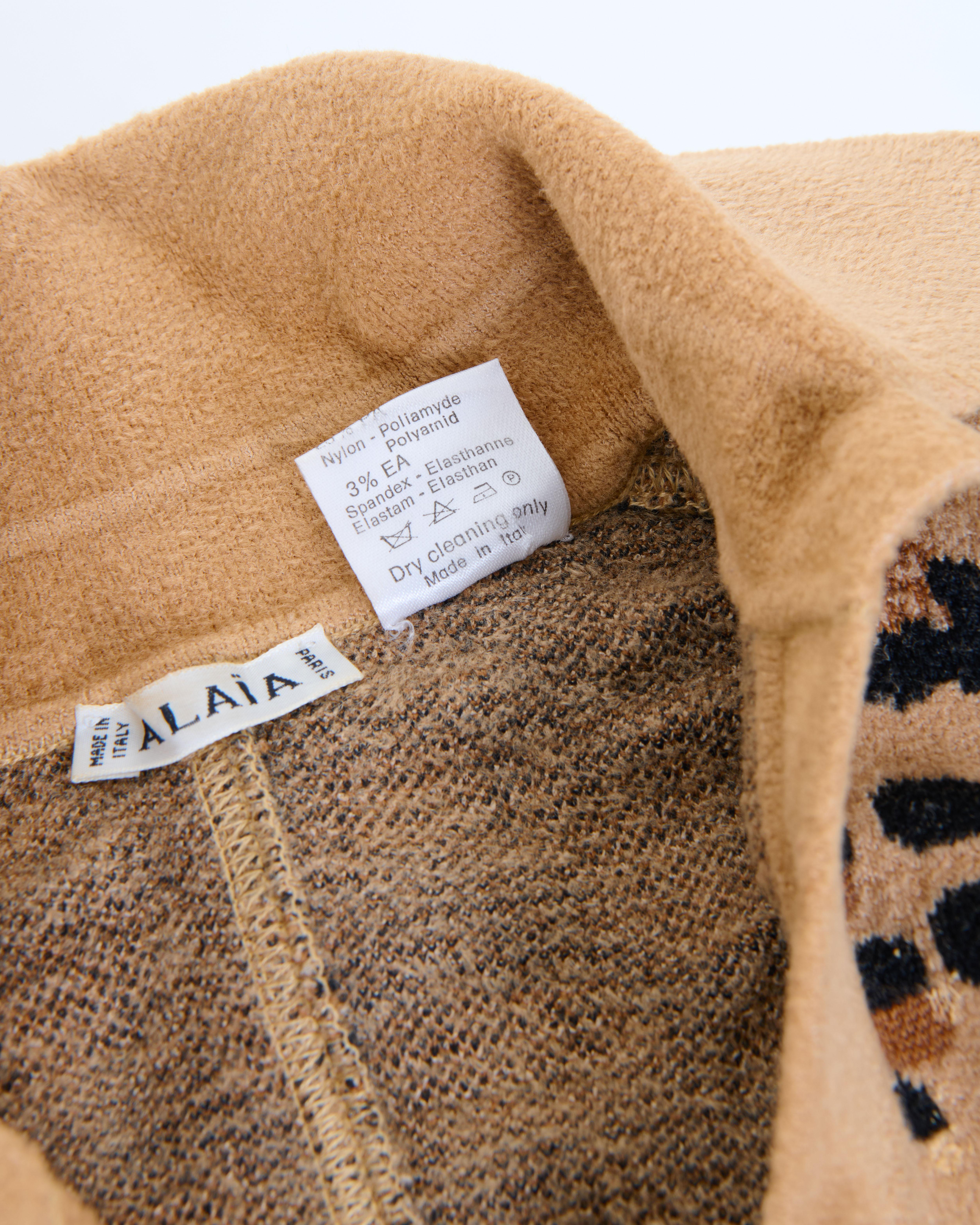 Azzedine Alaïa F/W 1991 Leopard wool knitted body and leggings set  For Sale 16
