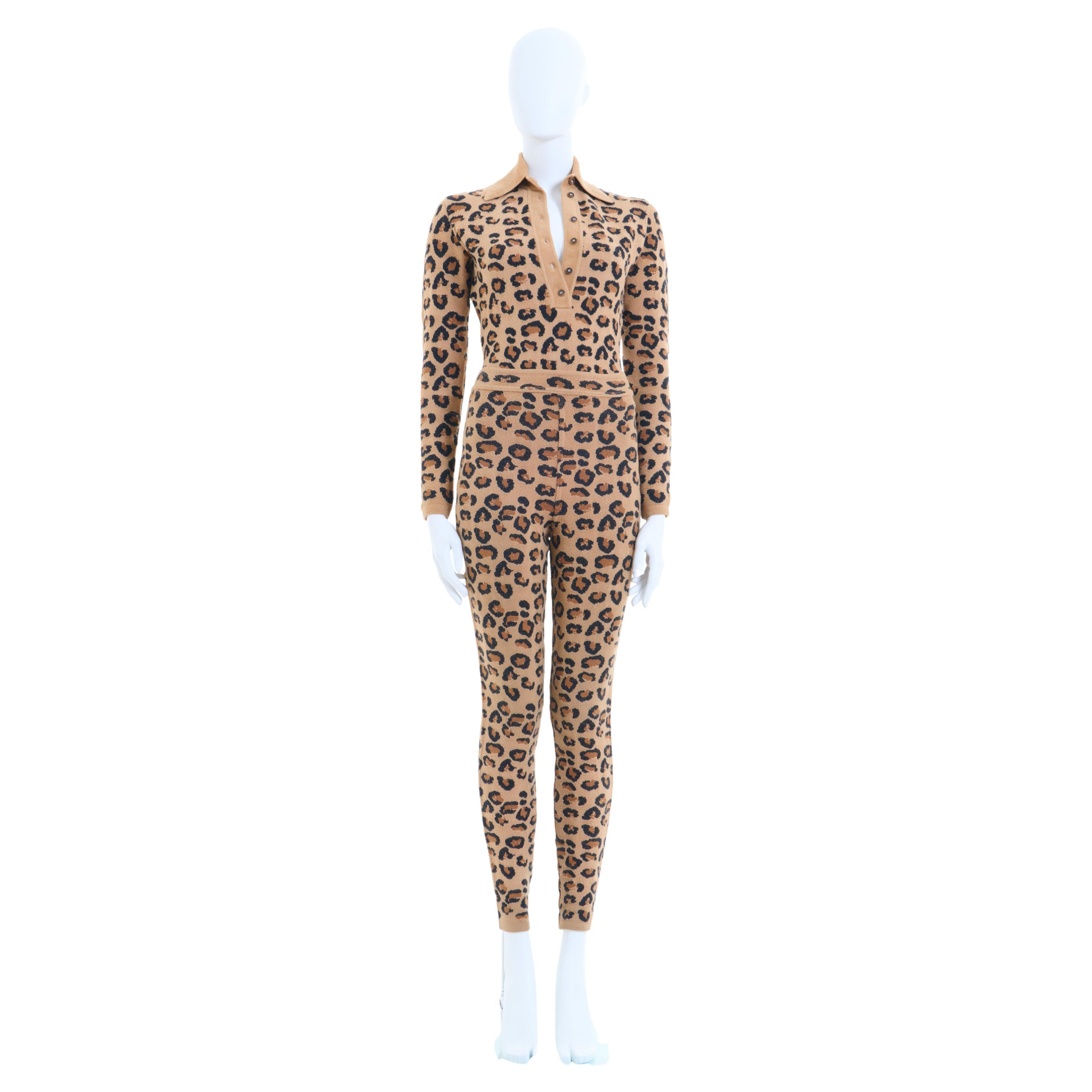 Azzedine Alaïa F/W 1991 Leopard wool knitted body and leggings set 