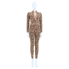 Vintage Azzedine Alaïa F/W 1991 Leopard wool knitted body and leggings set 