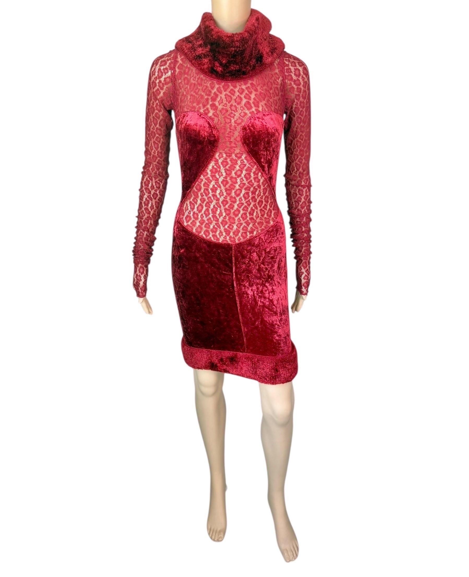 Azzedine Alaia F/W 1991 Laufsteg Schiere Spitze Samt Chenille Bustier-Minikleid im Angebot 12