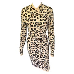 Azzedine Alaia F/W 1991 Runway Retro Iconic Leopard Print Bodycon Dress