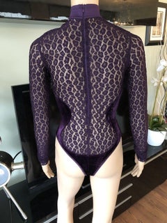 Azzedine Alaia F/W 1991 Runway Vintage Sheer Lace Bustier Bodysuit Top