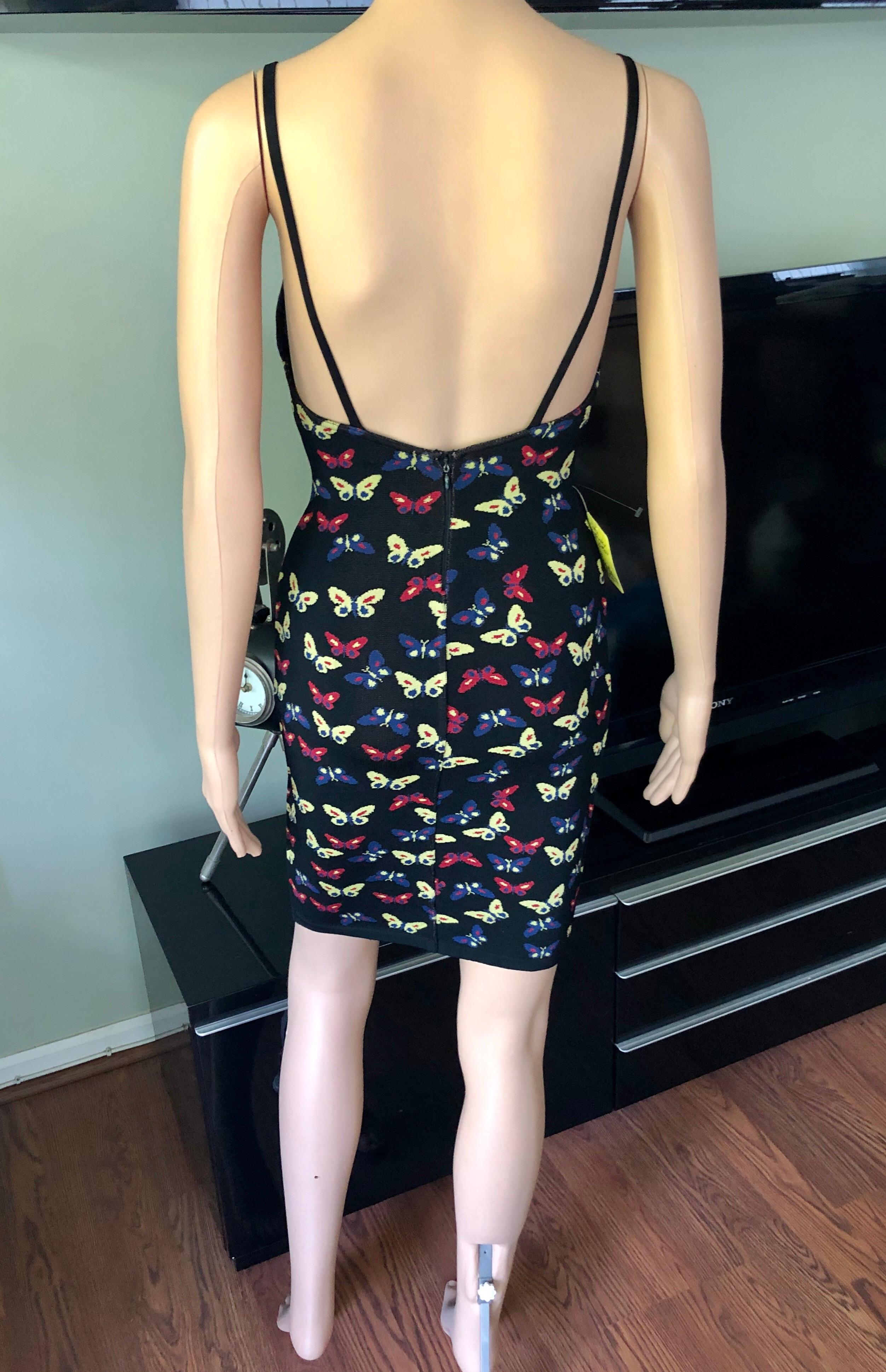 Azzedine Alaia F/W 1991 Runway Vintage Thierry Perez Butterfly Print Dress In Excellent Condition In Naples, FL