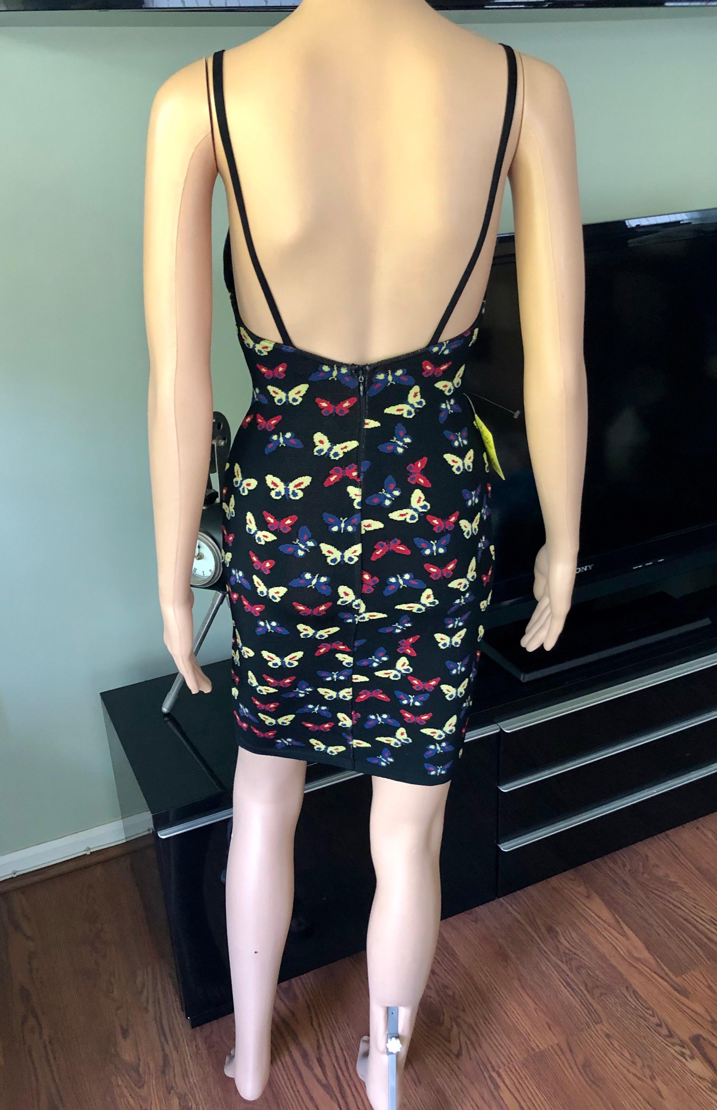 Azzedine Alaia F/W 1991 Runway Vintage Thierry Perez Butterfly Print Dress  In Excellent Condition In Naples, FL