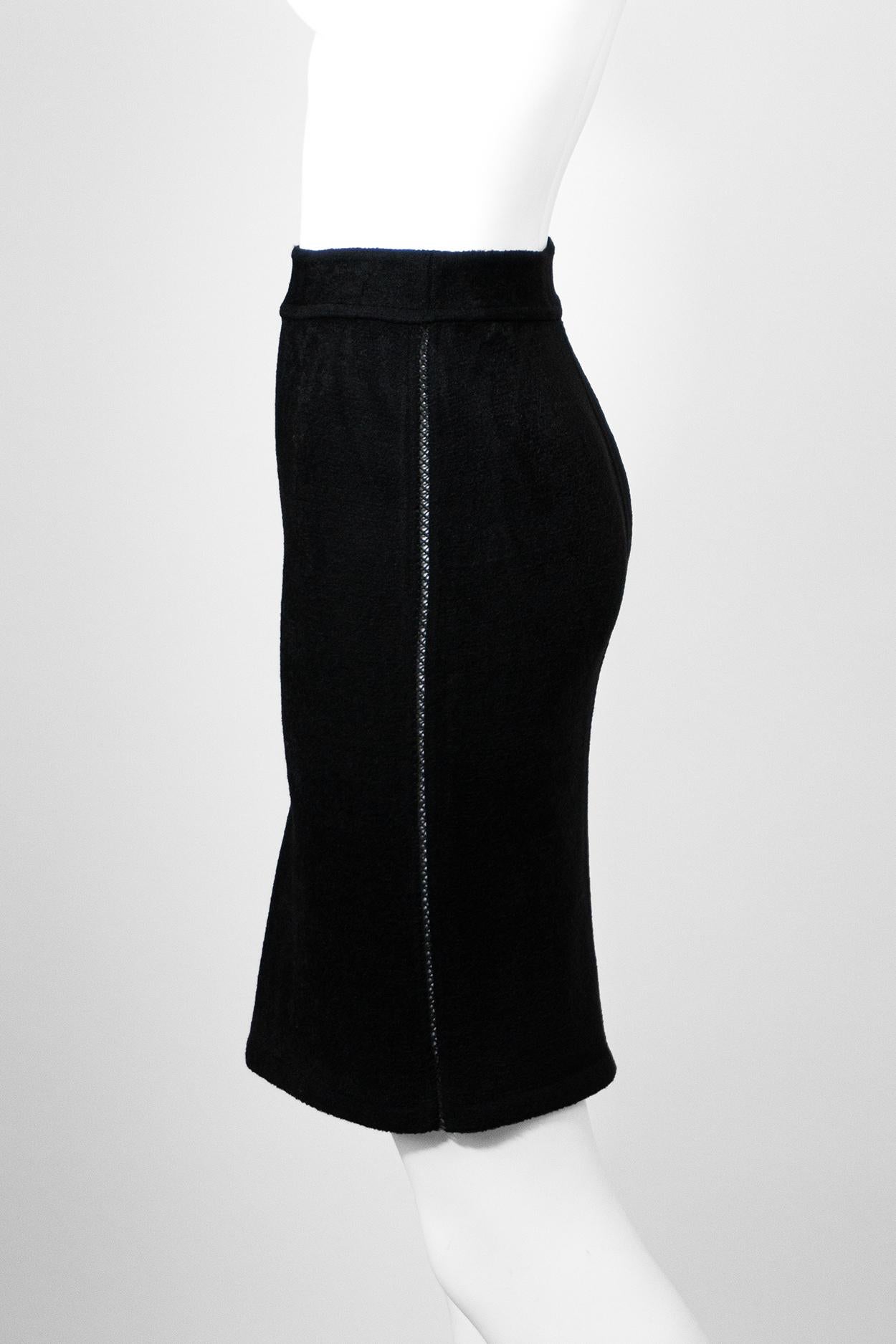 Black AZZEDINE ALAÏA F/W 1991 Textured Sculpting Skirt For Sale