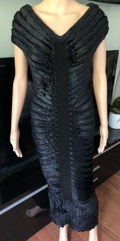 Azzedine Alaia S/S 1994 Vintage Black Long Chenille Dress