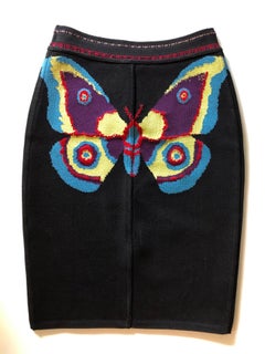 Azzedine Alaia F/W 1991 Vintage Butterfly Print Fitted Skirt