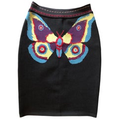 Azzedine Alaia F/W 1991 Vintage Butterfly Print Fitted Skirt