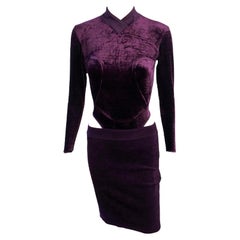 Azzedine Alaia F/W 1991 Vintage Chenille Skirt and Bodysuit Top 2 Piece Set