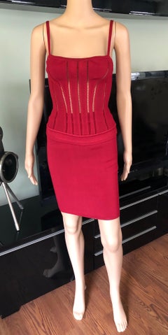 Azzedine Alaia F/W 1991 Vintage Skirt and Bustier Corset Top 2 Piece Set