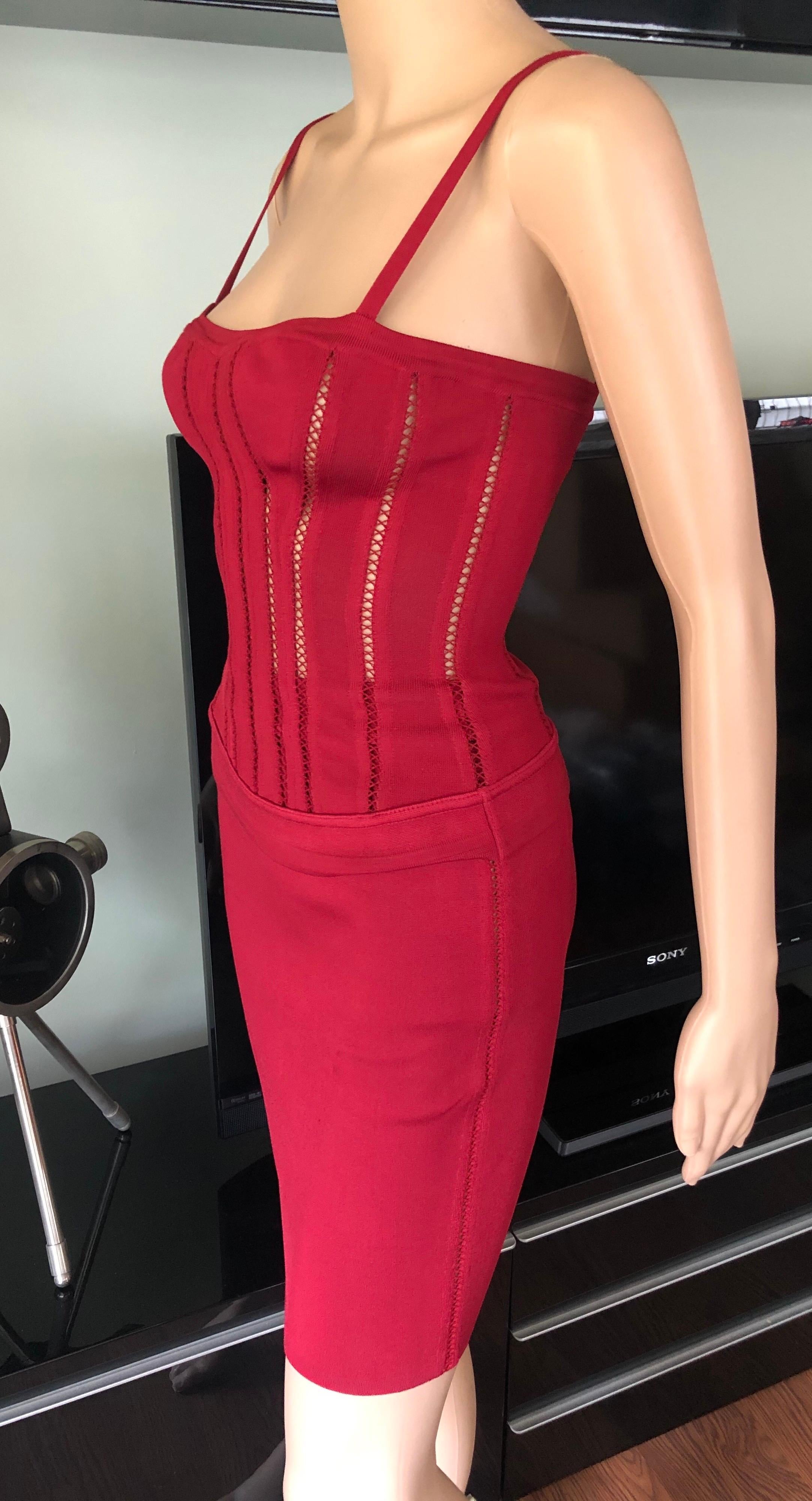 Azzedine Alaia F/W 1991 Vintage Skirt and Bustier Corset Top 2 Piece Set  In Good Condition For Sale In Naples, FL