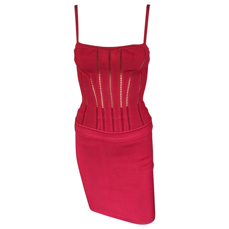 Azzedine Alaia F/W 1991 Vintage Skirt and Bustier Corset Top 2 Piece Set  For Sale at 1stDibs