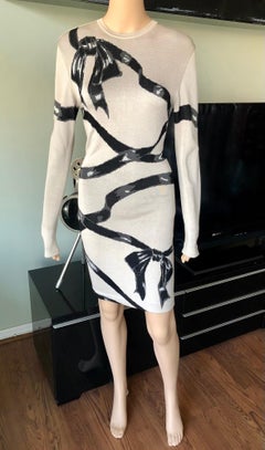 Azzedine Alaia F/W 1992 Runway Vintage Fitted Bow Ribbon Wrapped Dress