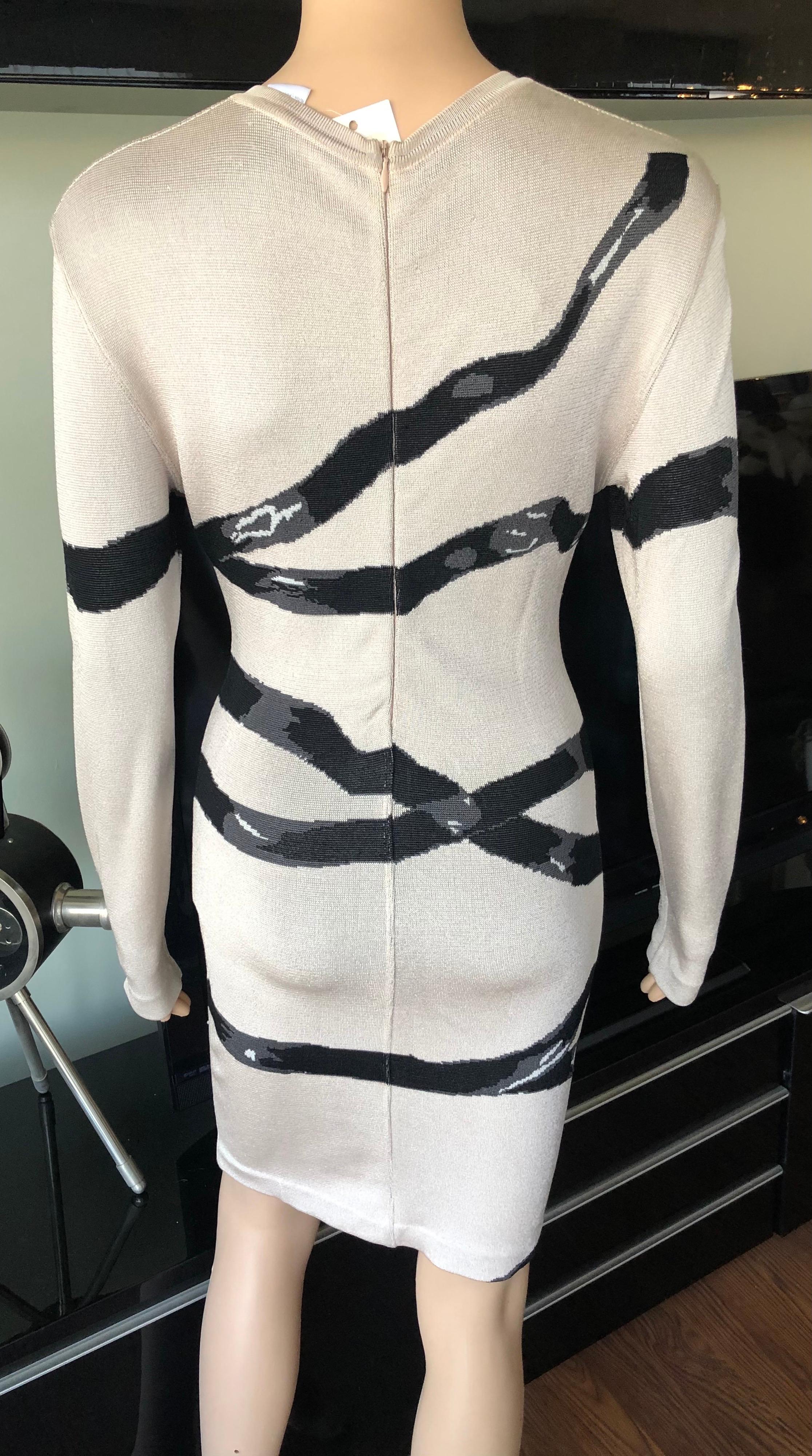 Azzedine Alaia F/W 1992 Runway Vintage Fitted Bow Ribbon Wrapped Dress In Good Condition In Naples, FL