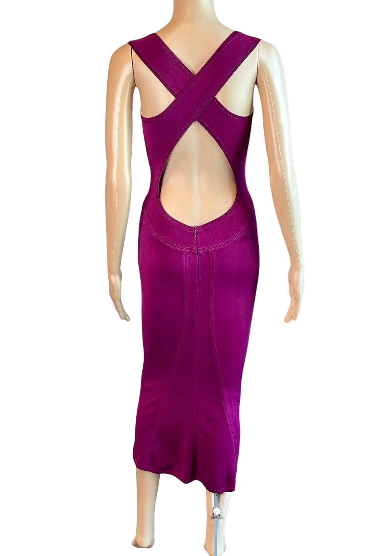 Azzedine Alaia F/W 1992 Runway Vintage Fitted Open Back Midi Dress For Sale 2