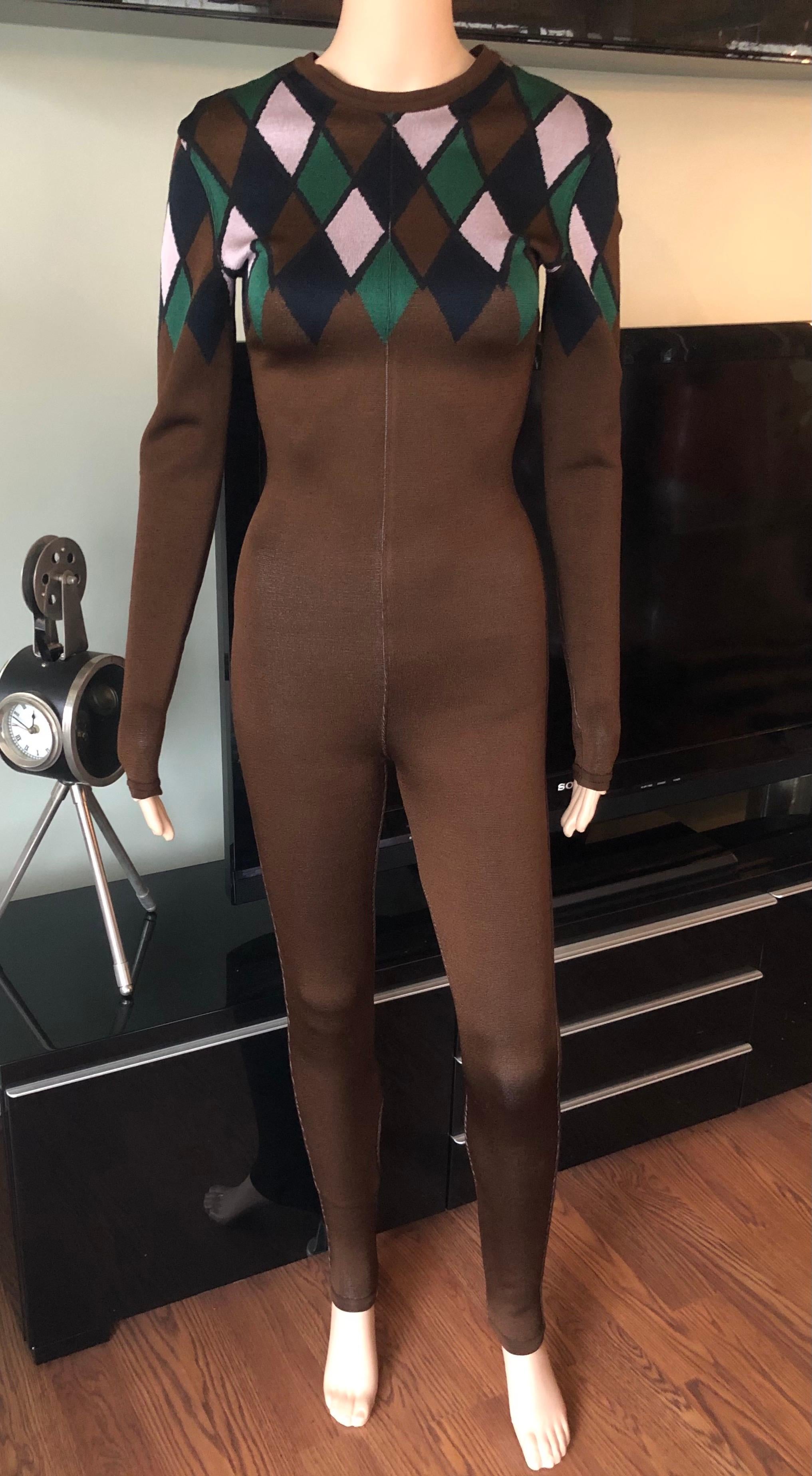 Azzedine Alaia F/W 1992 Vintage Bodycon Playsuit Catsuit Jumpsuit  In Good Condition In Naples, FL