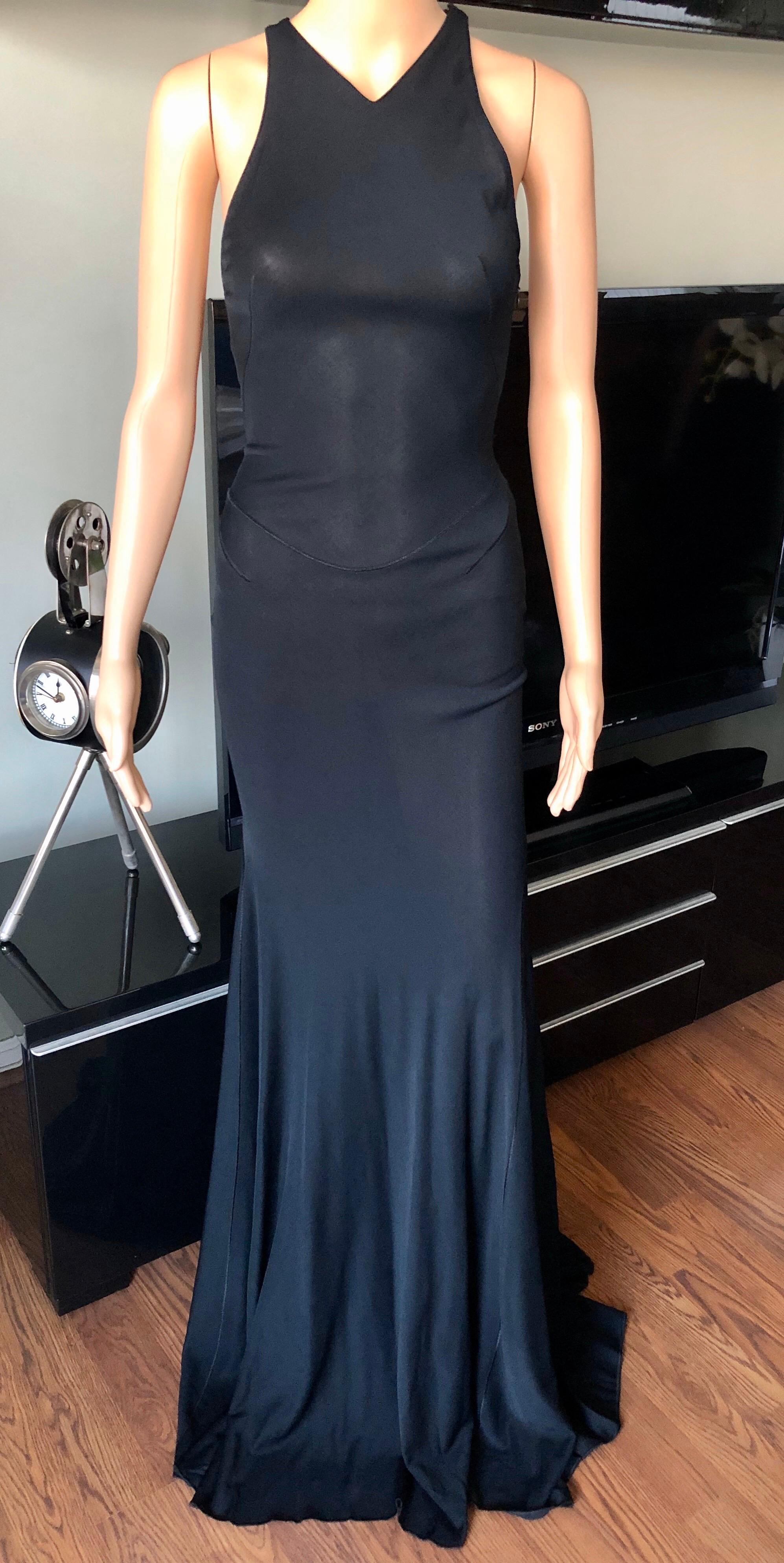 Azzedine Alaïa F/W 2001 Semi-Sheer Black Gown Maxi Dress In Excellent Condition In Naples, FL
