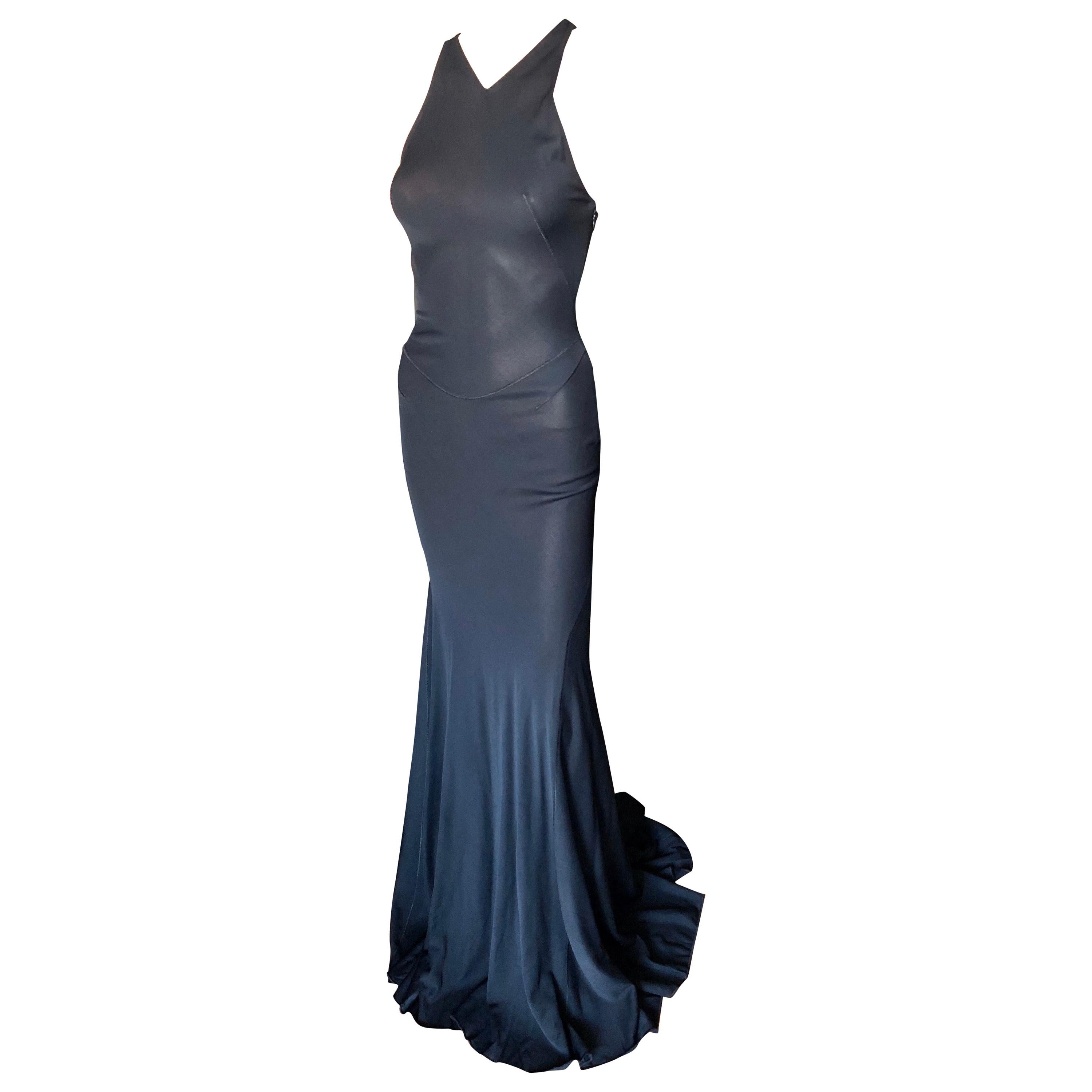 Azzedine Alaïa F/W 2001 Semi-Sheer Black Gown Maxi Dress
