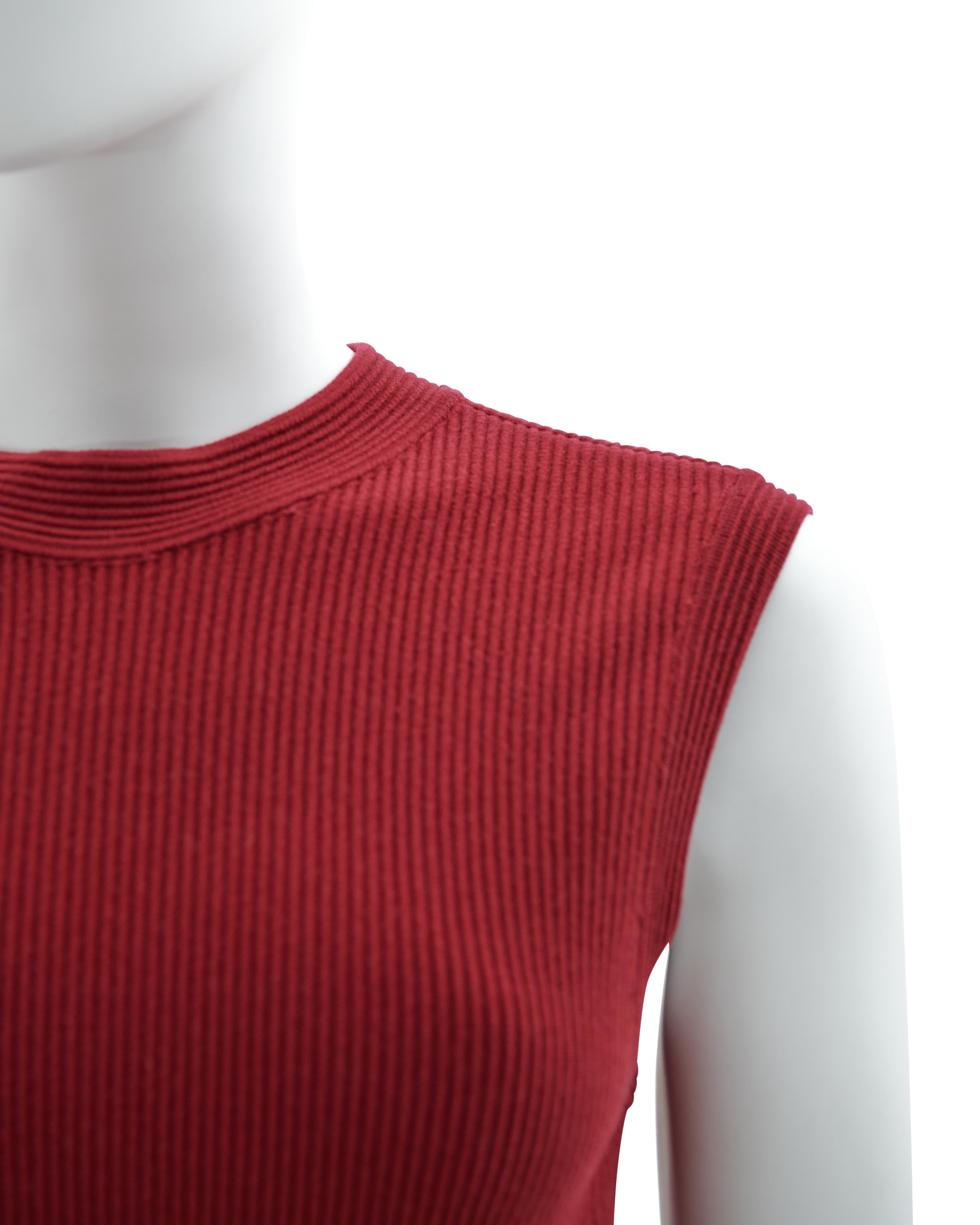 Azzedine Alaïa F/W 2009 Red ribbed pleated wool dress 6