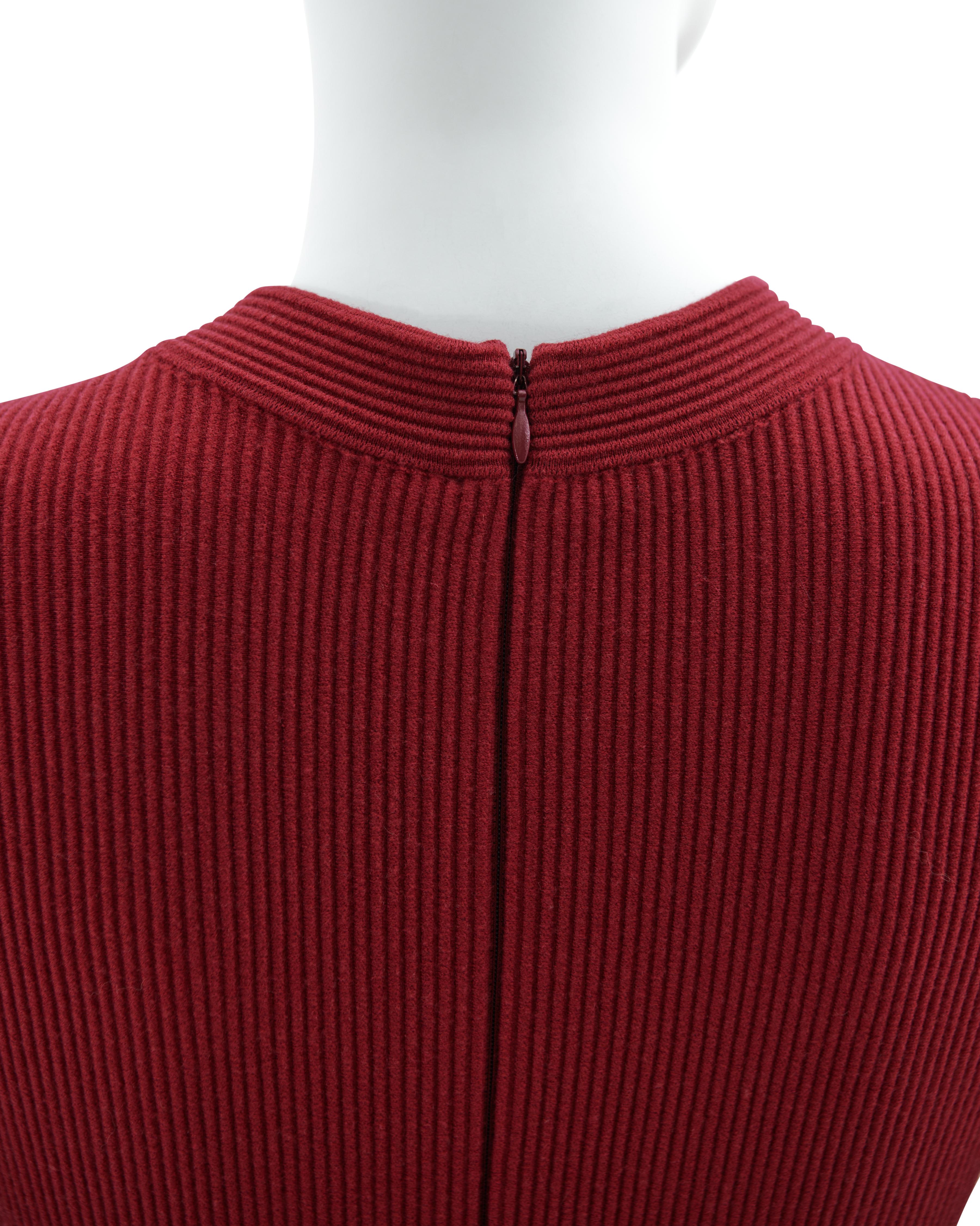 Azzedine Alaïa F/W 2009 Red ribbed pleated wool dress 3
