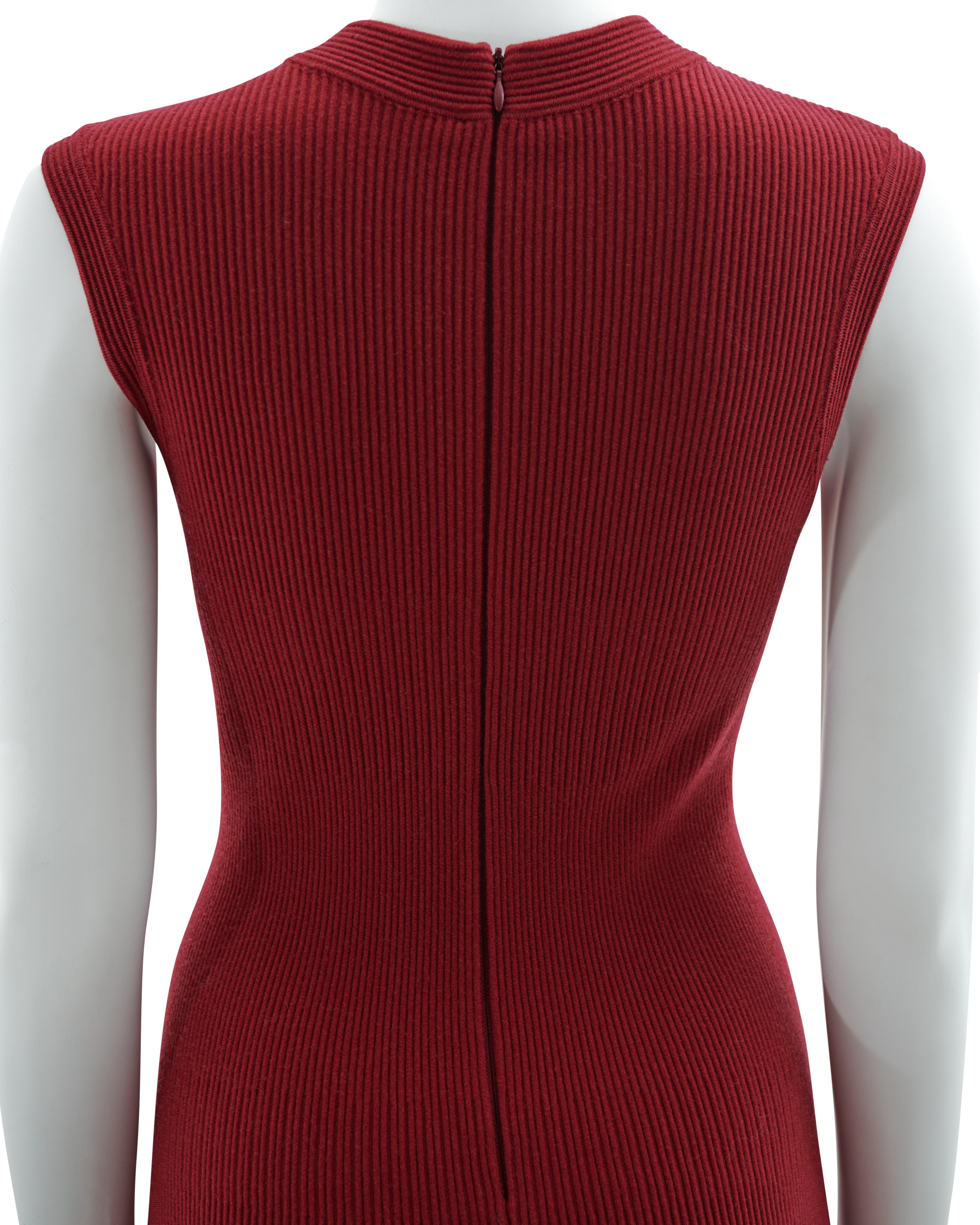Azzedine Alaïa F/W 2009 Red ribbed pleated wool dress 4