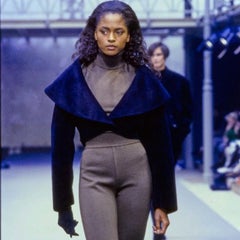 Azzedine Alaia Fall 1989 Vintage Black Lamb Suede Cropped Runway Jacket