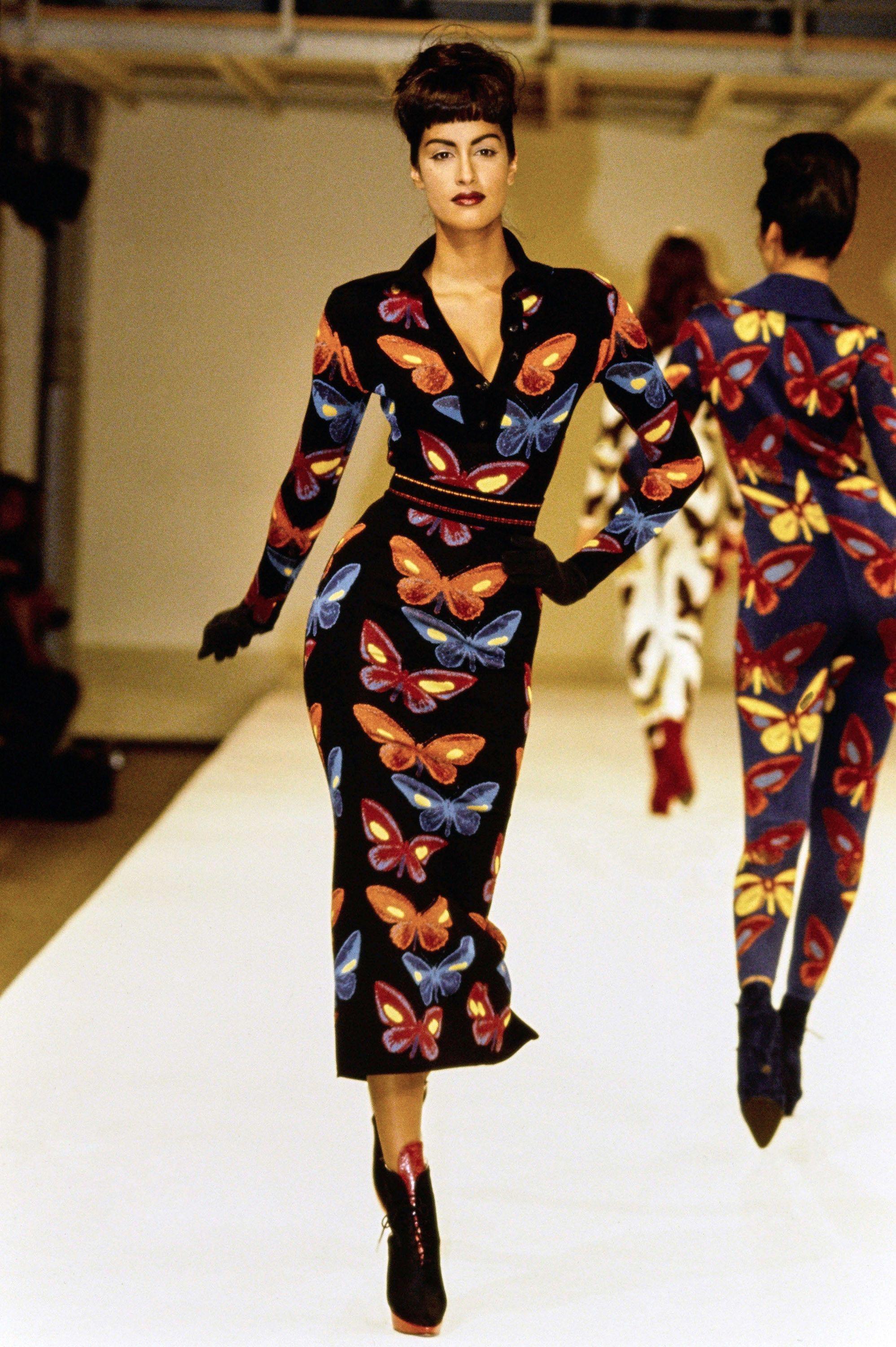 Azzedine Alaïa Fall/Winter 1991 Iconic Butterfly Motif Knit Bodysuit & Skirt Set 1