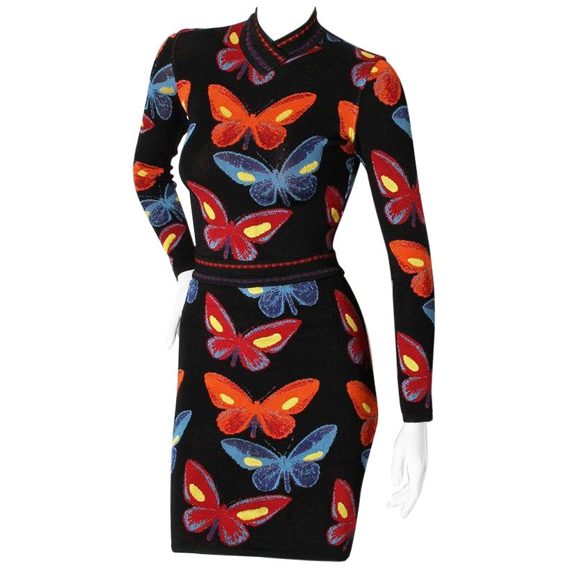 Azzedine Alaïa Fall/Winter 1991 Iconic Butterfly Motif Knit Bodysuit & Skirt Set
