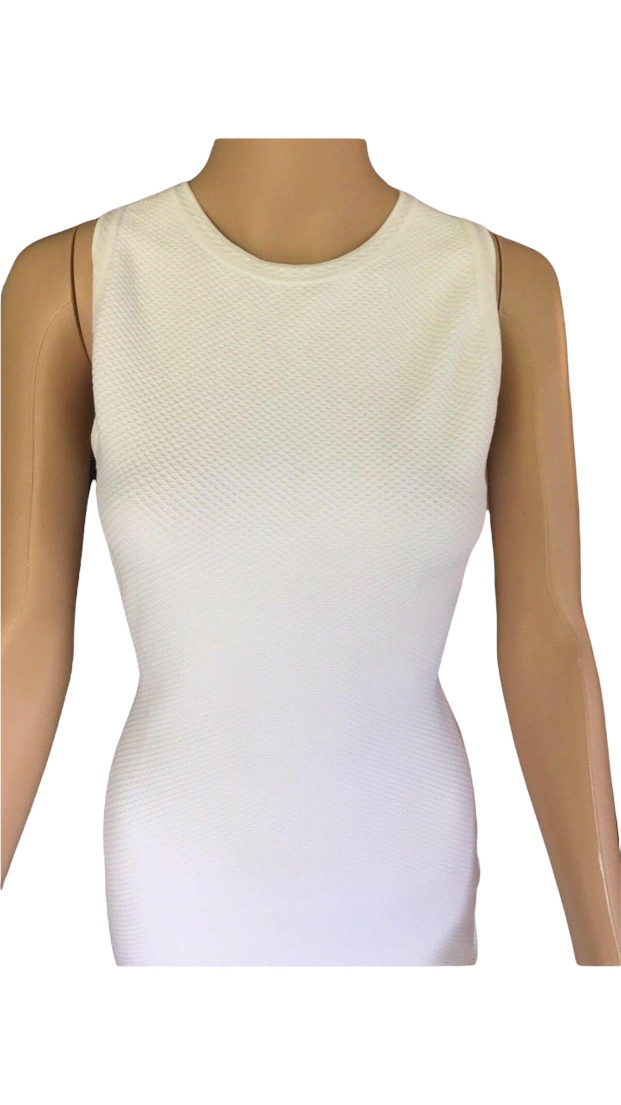 Azzedine Alaia Fitted Open Back White Dress In Excellent Condition For Sale In Naples, FL