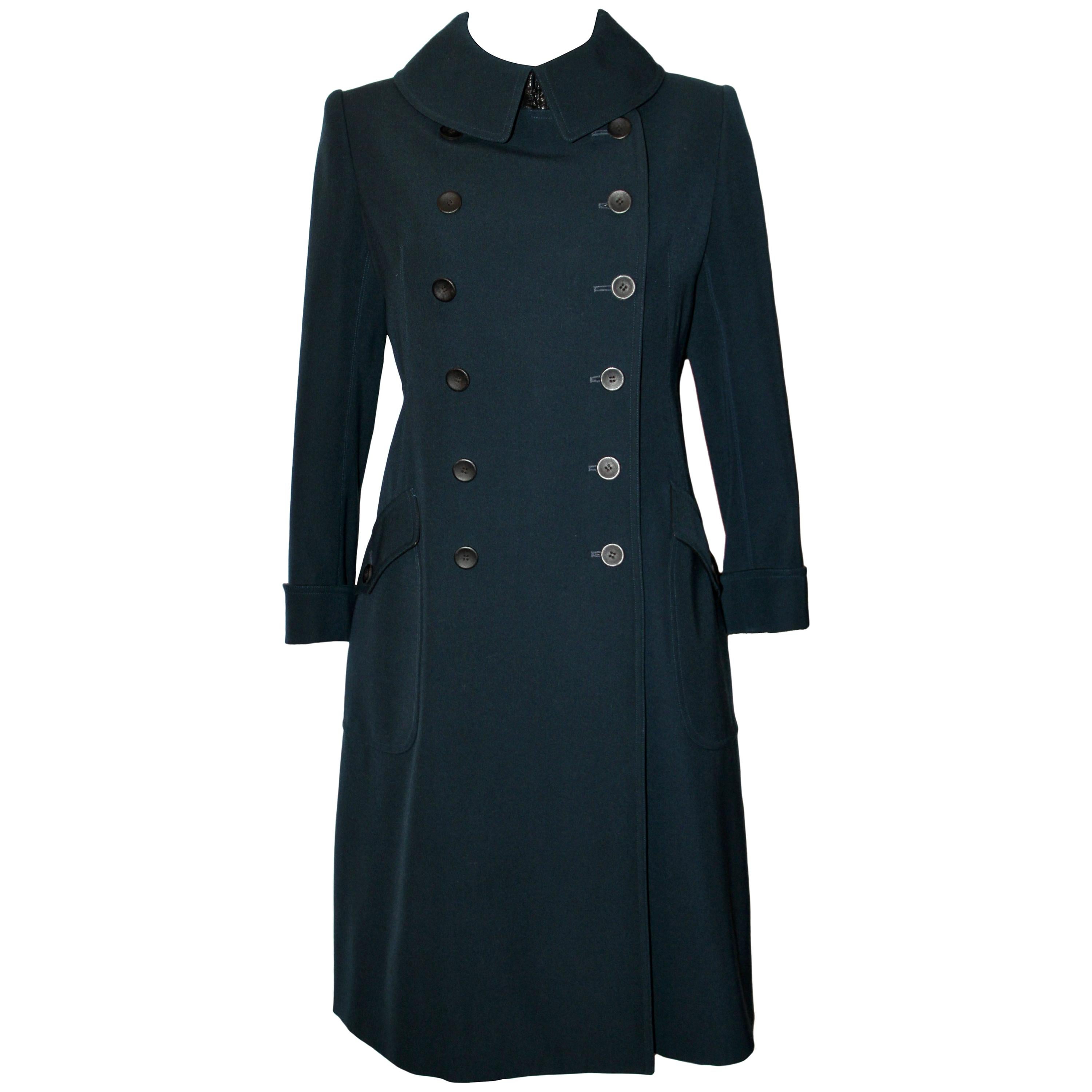Azzedine Alaïa Fitted Wool Double-breasted Prussian Blue Coat