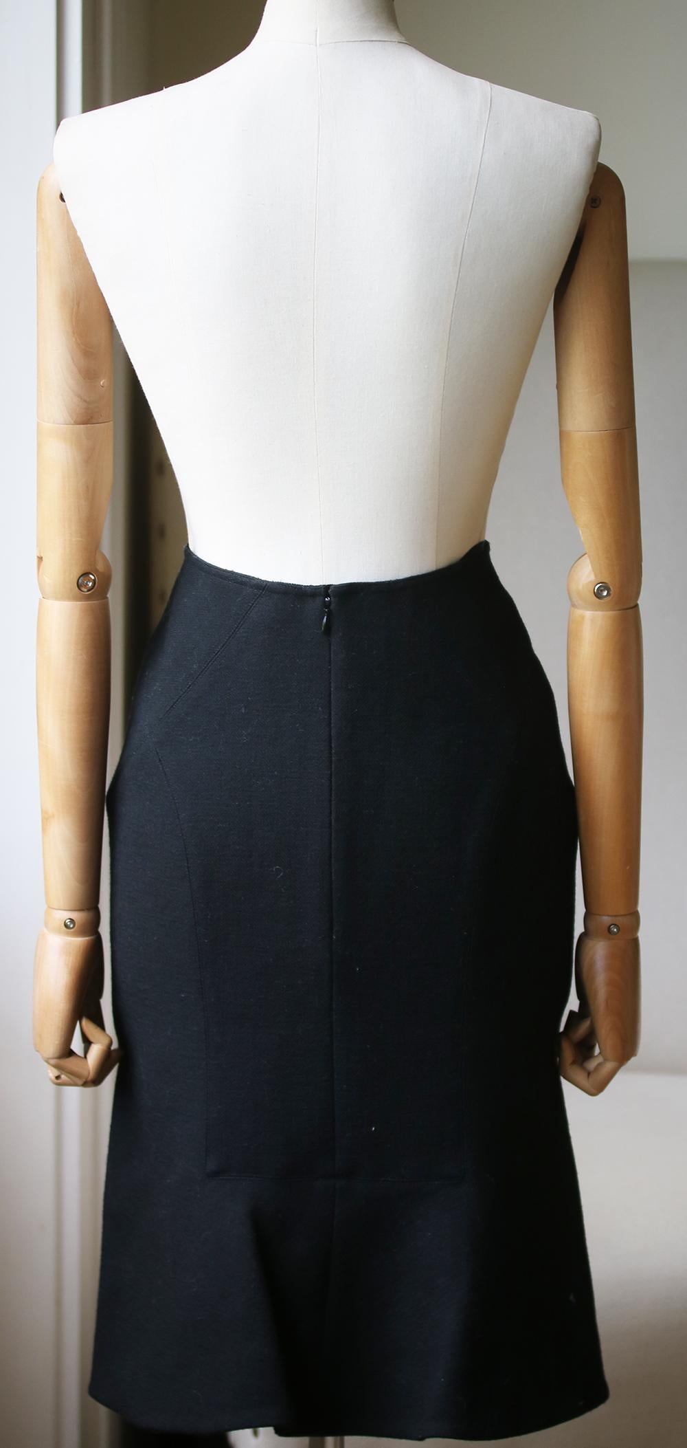 Black Azzedine Alaïa Fluted Wool Mini Skirt 