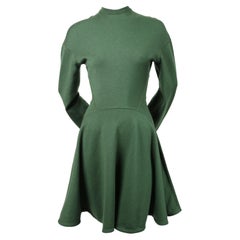 Azzedine Alaia forest green seamed mini dress with full skirt, 1990s