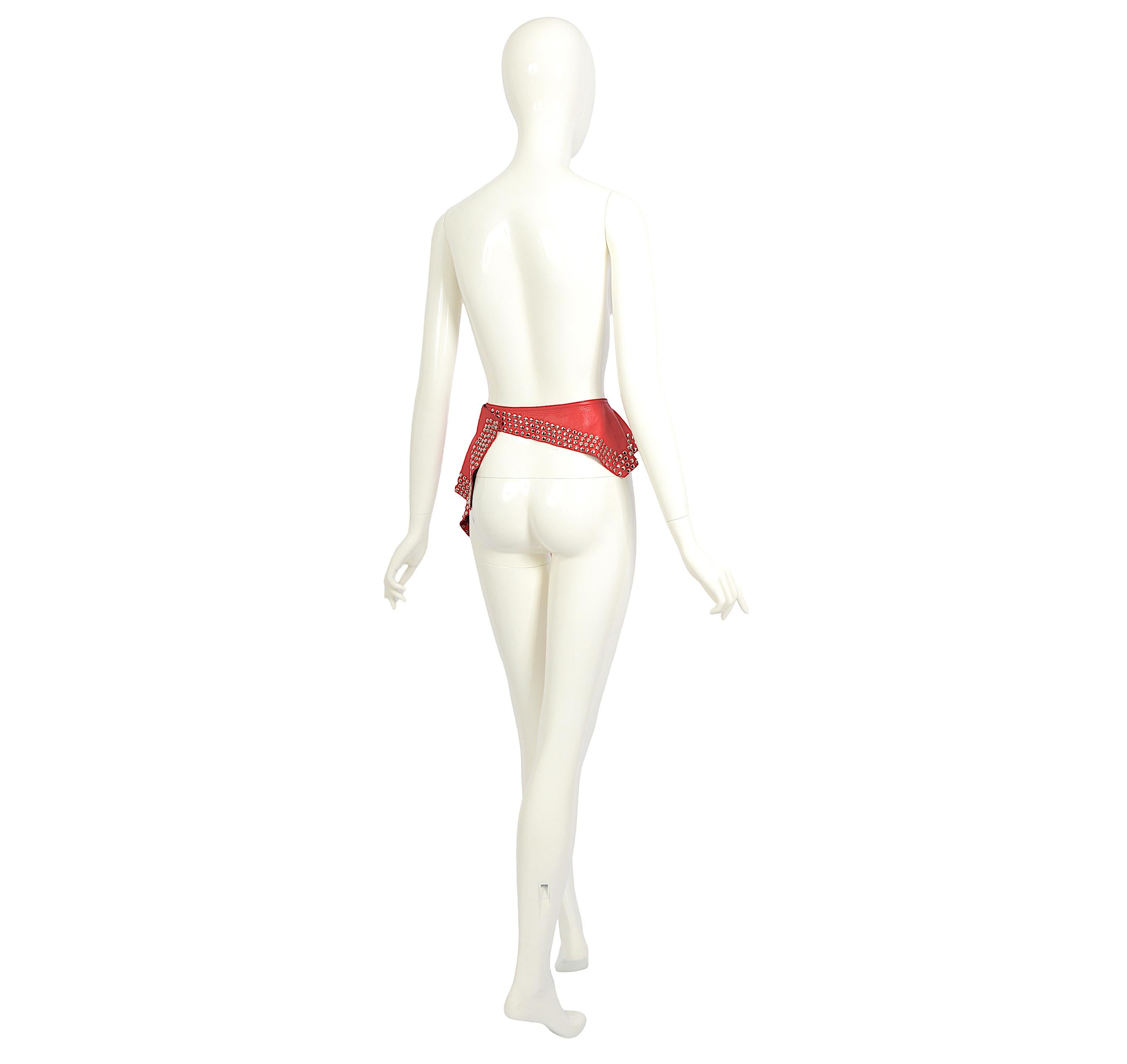Azzedine Alaia documented red leather eyelet-embellished skirt belt, fw 1982 For Sale 5