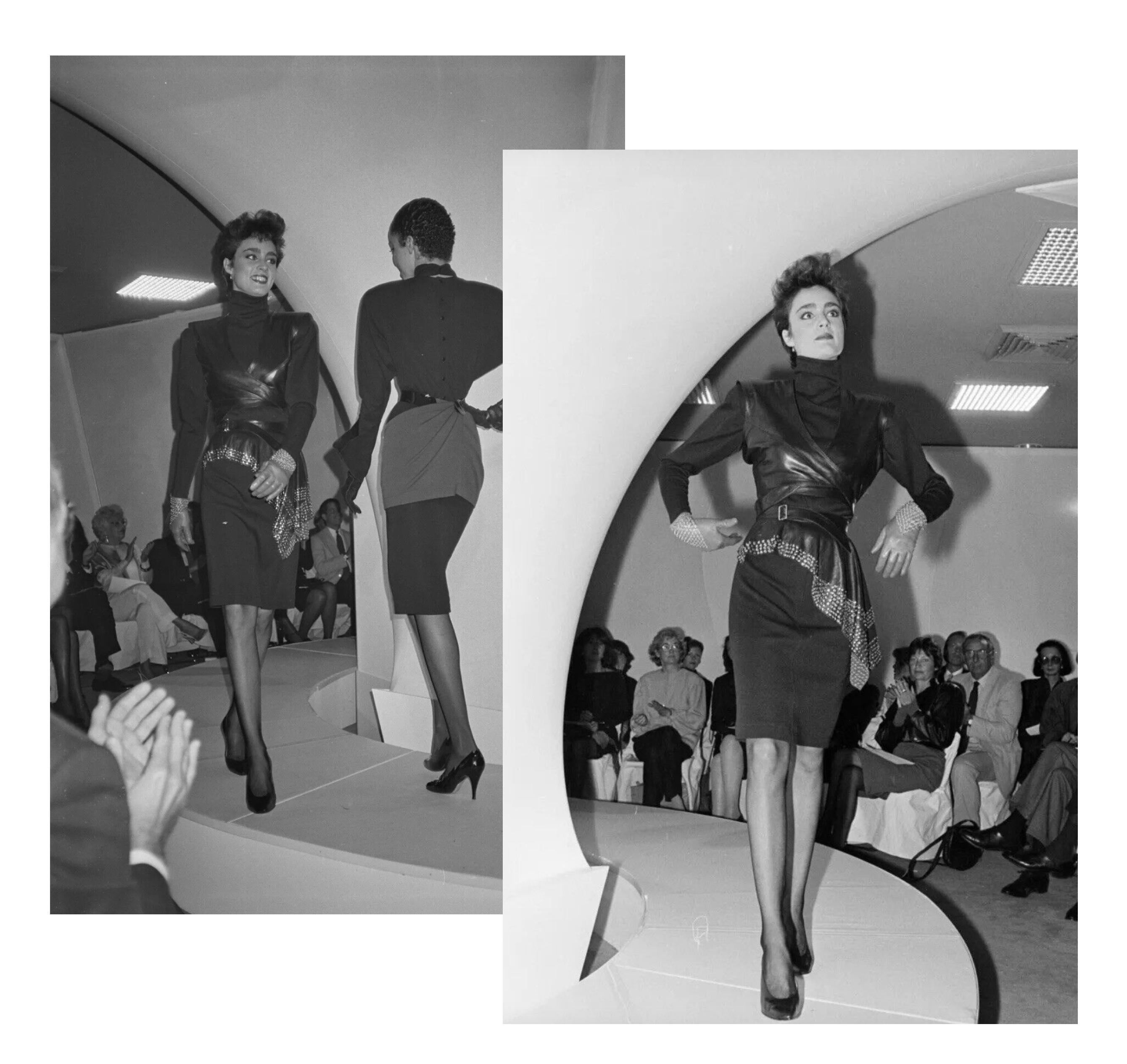 Azzedine Alaia documented red leather eyelet-embellished skirt belt, fw 1982 For Sale 9