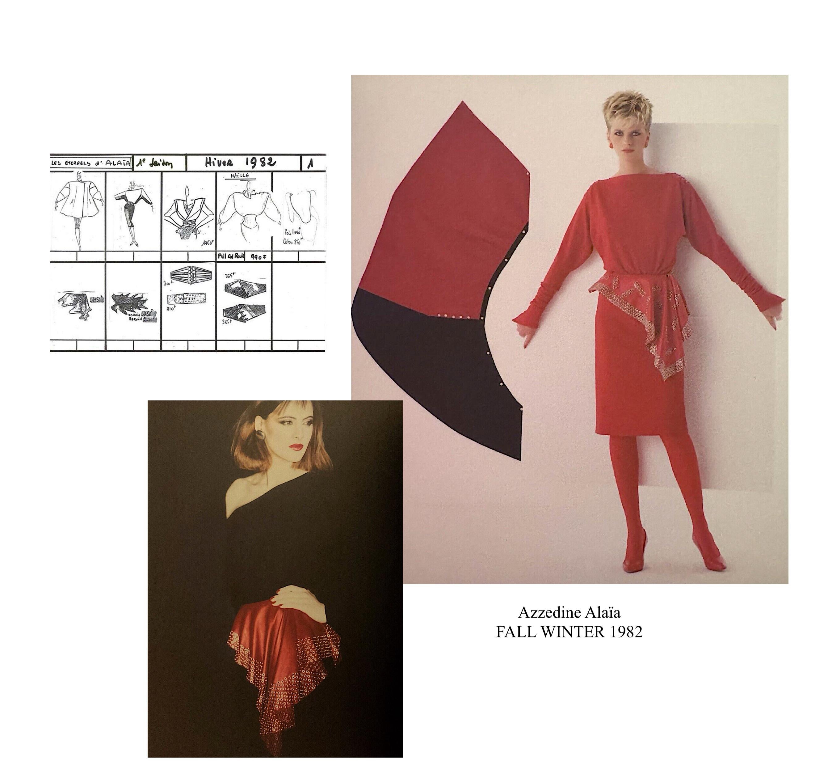 Important & Rare Collectors Vintage Azzedine Alaïa Red Leather Embellished With Studs/Eyelet Draped Skirt Belt 
Upgrade your collection with this iconic vintage Alaia by Azzedine red leather belt skirt from Fall Winter 1982. 
A true collector’s
