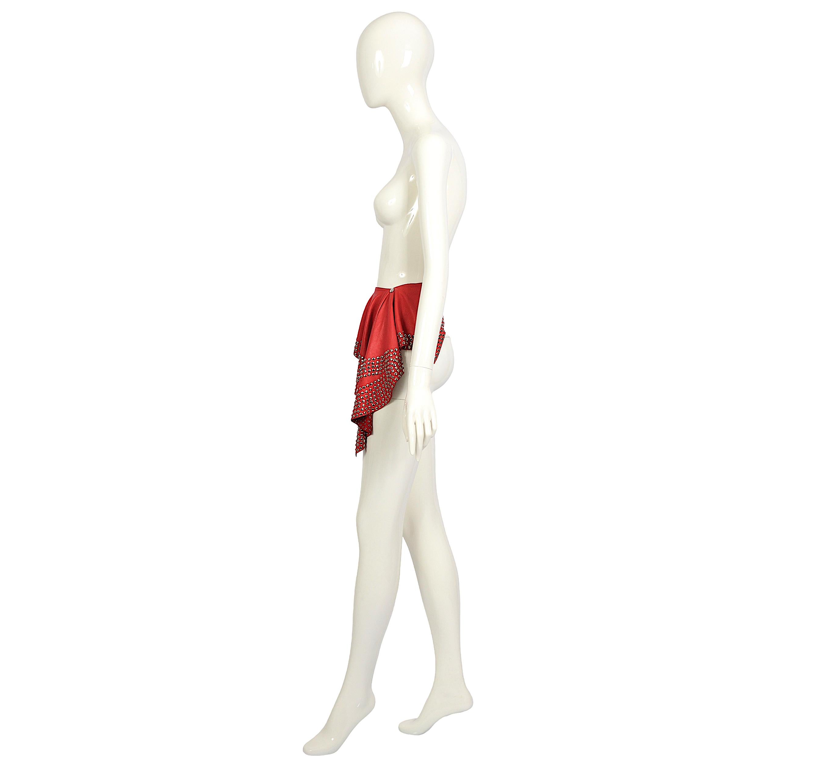 Azzedine Alaia documented red leather eyelet-embellished skirt belt, fw 1982 For Sale 2