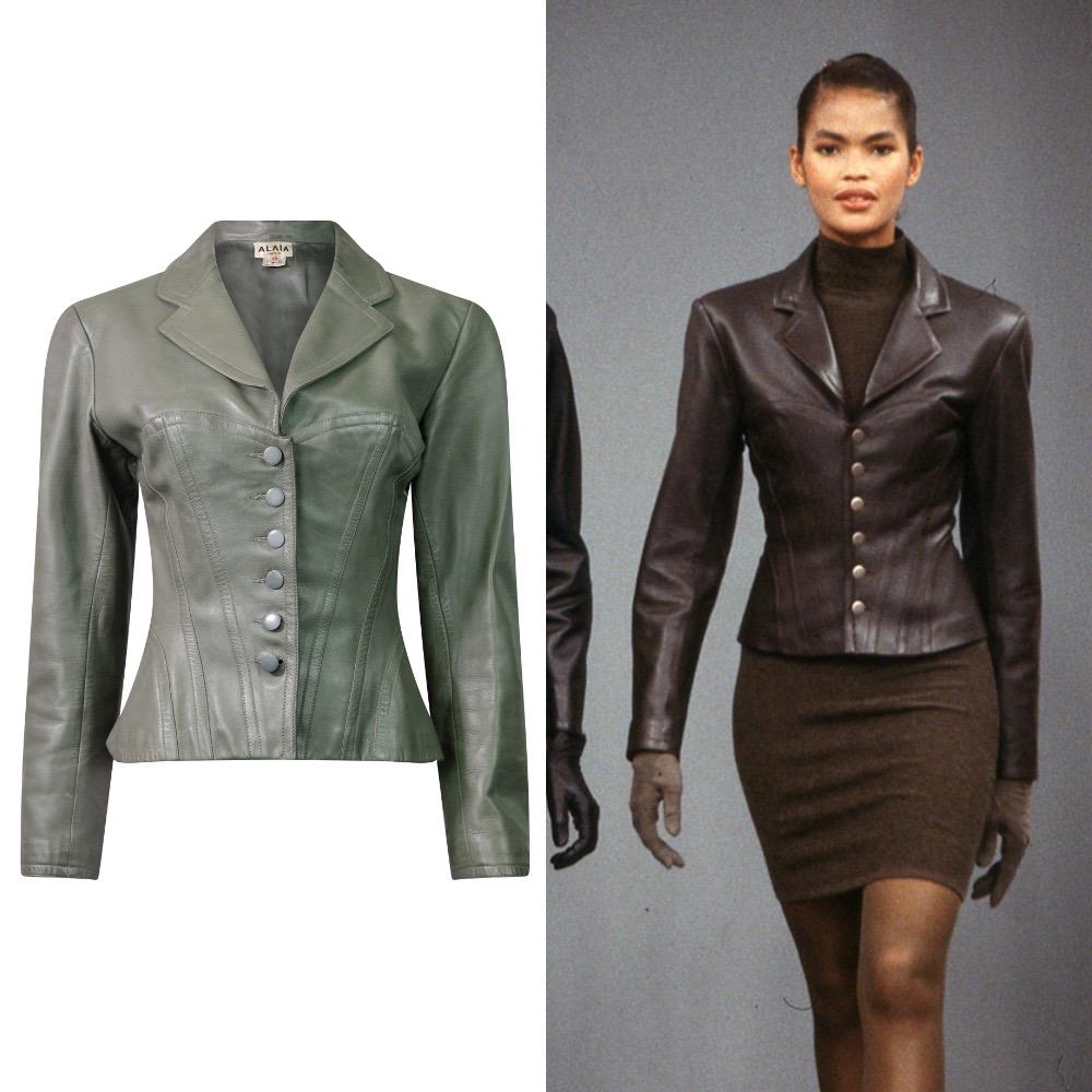 Incredible tailored leather jacket by Azzedine Alaïa. This is from his Fall Winter 1987 runway collection. This vintage leather jacket is tailored to perfection in classic Alaïa style and features the most incredible details, outstanding