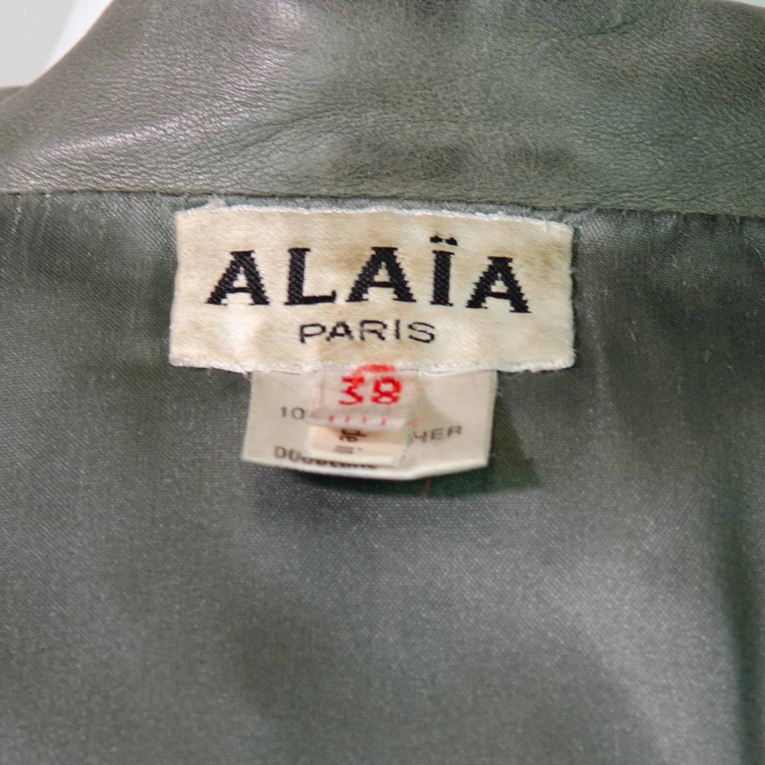 Azzedine Alaïa FW 1987 Veste corset en cuir gris pour défilé  en vente 4