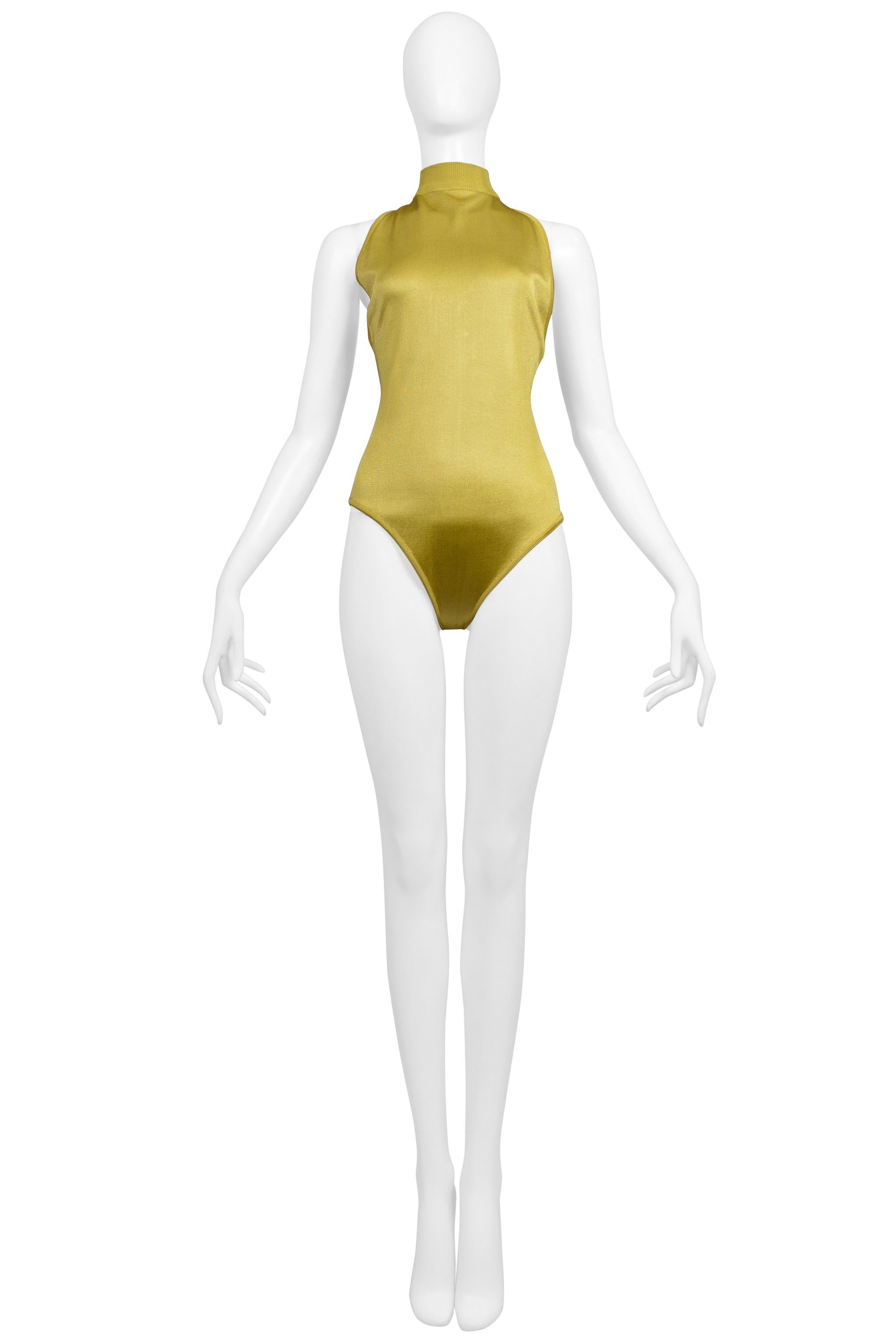 Azzedine Alaia Gold  Bodysuit With Button Back 1990S In Good Condition For Sale In Los Angeles, CA