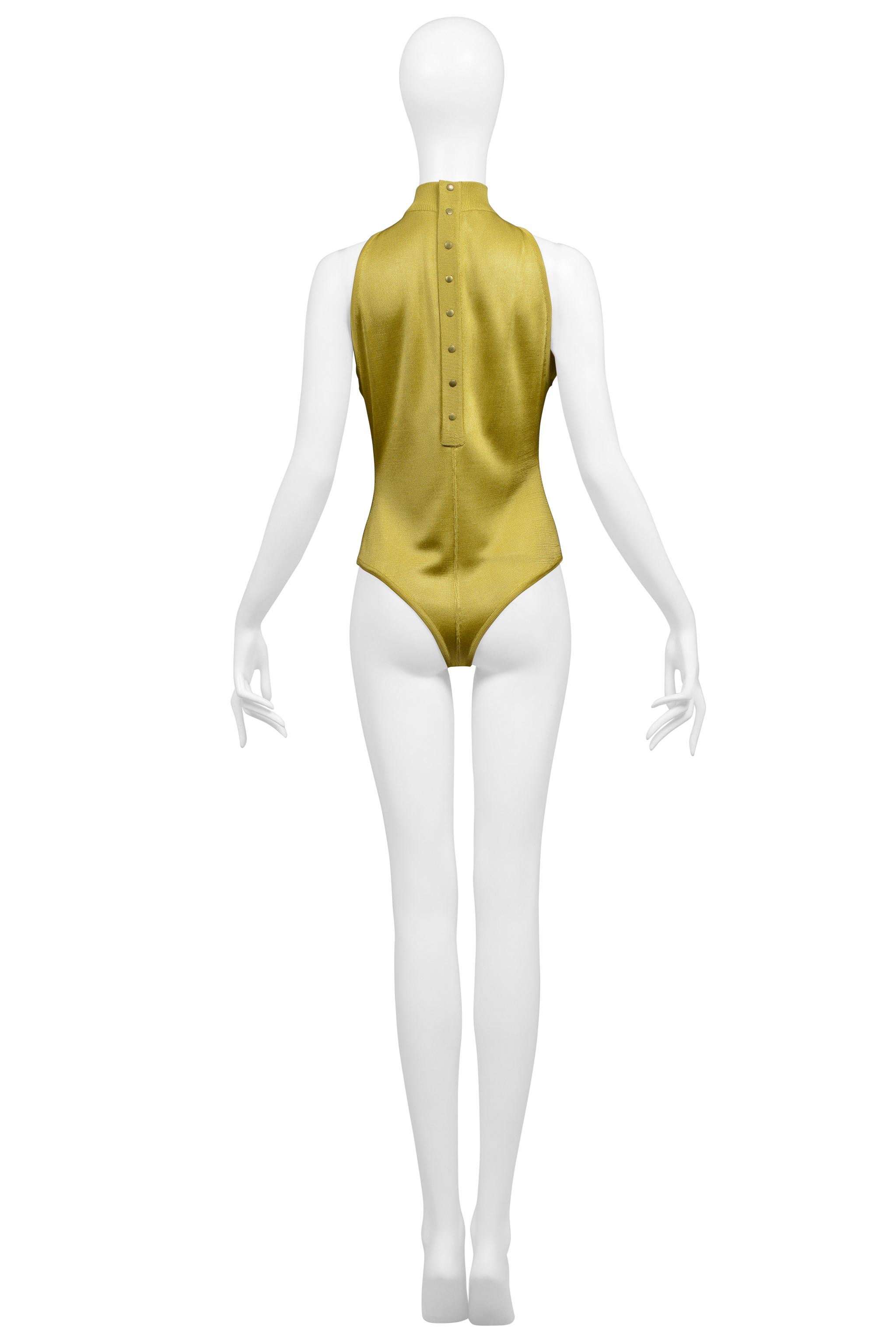 Azzedine Alaia Gold  Bodysuit With Button Back 1990S For Sale 1