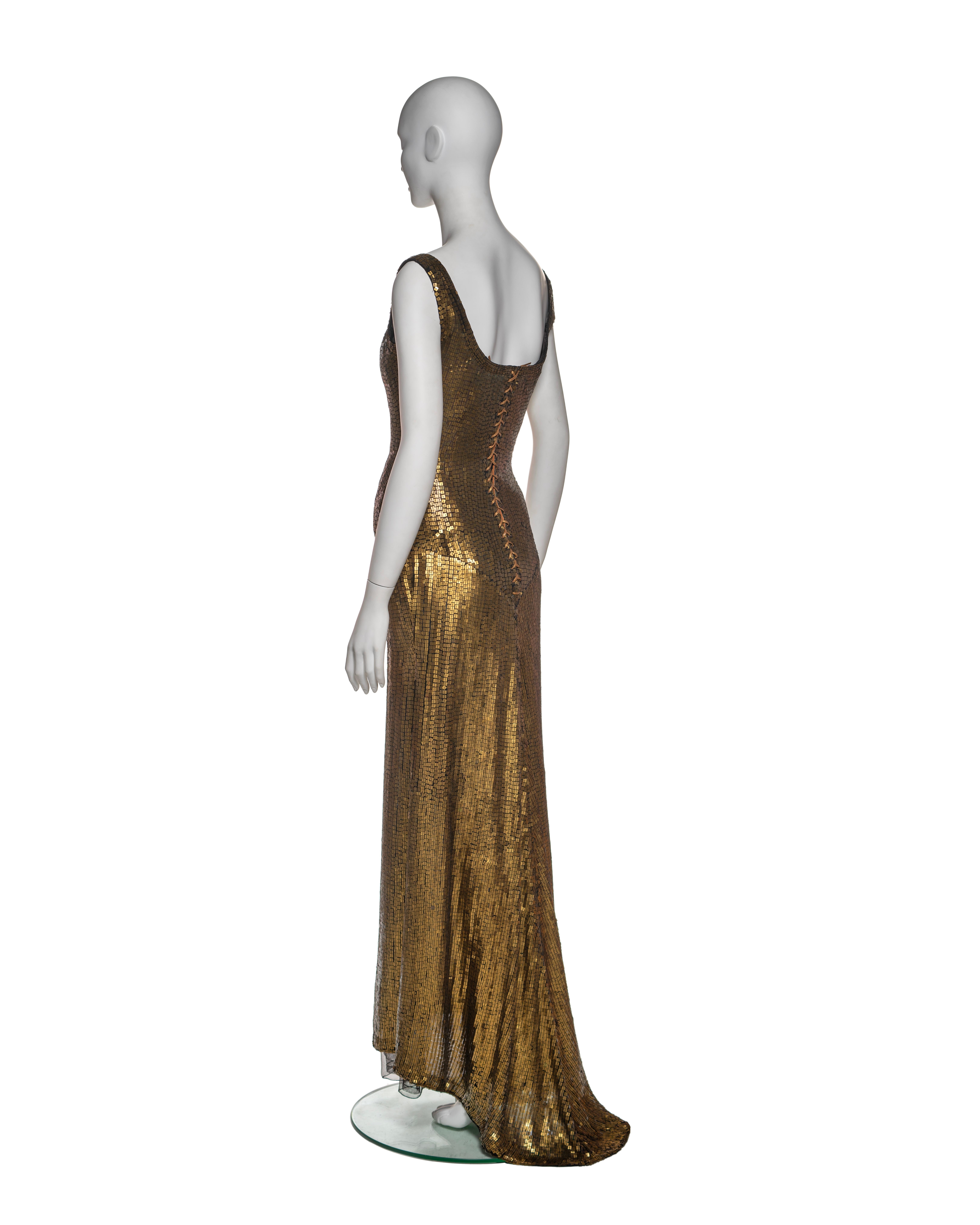 Azzedine Alaia Gold Lamé Couture Gown with Sequin Mosaic Detail, FW 1990 For Sale 6
