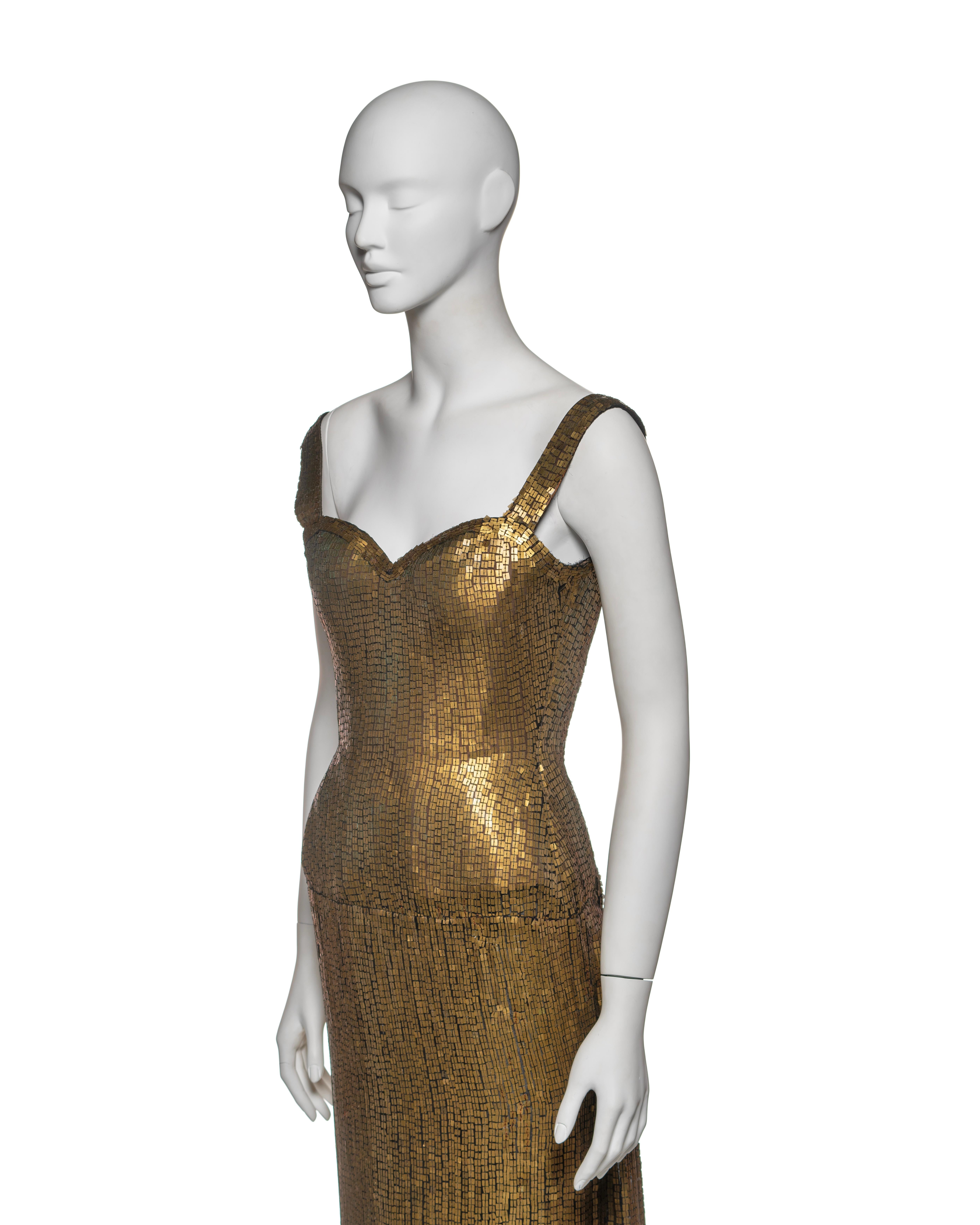 Azzedine Alaia Gold Lamé Couture Gown with Sequin Mosaic Detail, FW 1990 For Sale 8