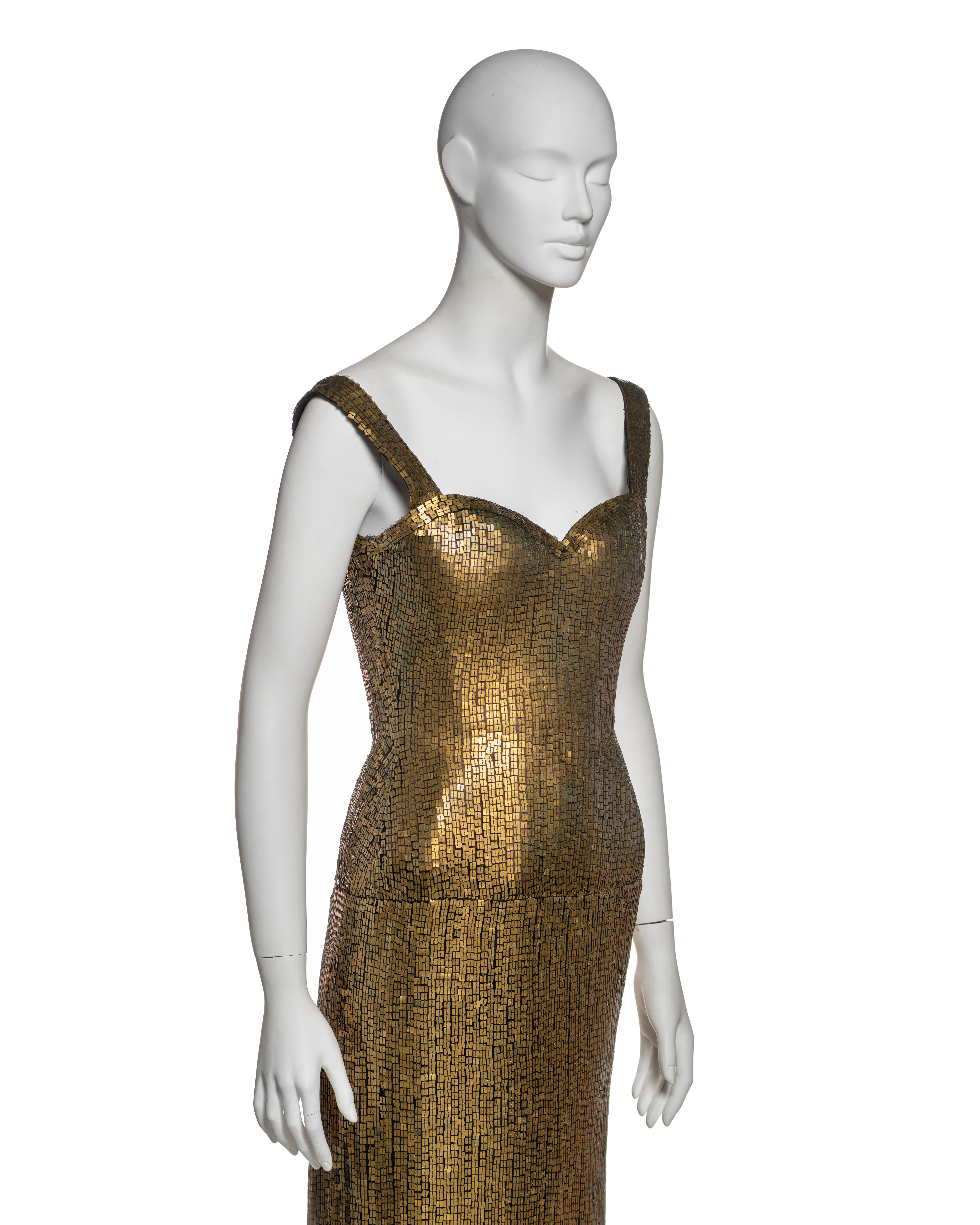 Azzedine Alaia Gold Lamé Couture Gown with Sequin Mosaic Detail, FW 1990 For Sale 1